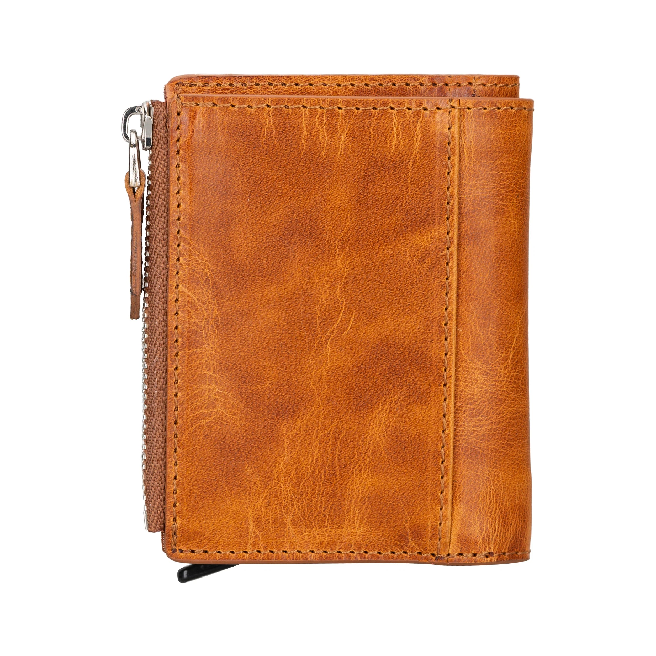 Zip Genuine Leather Mechanical Card Holder