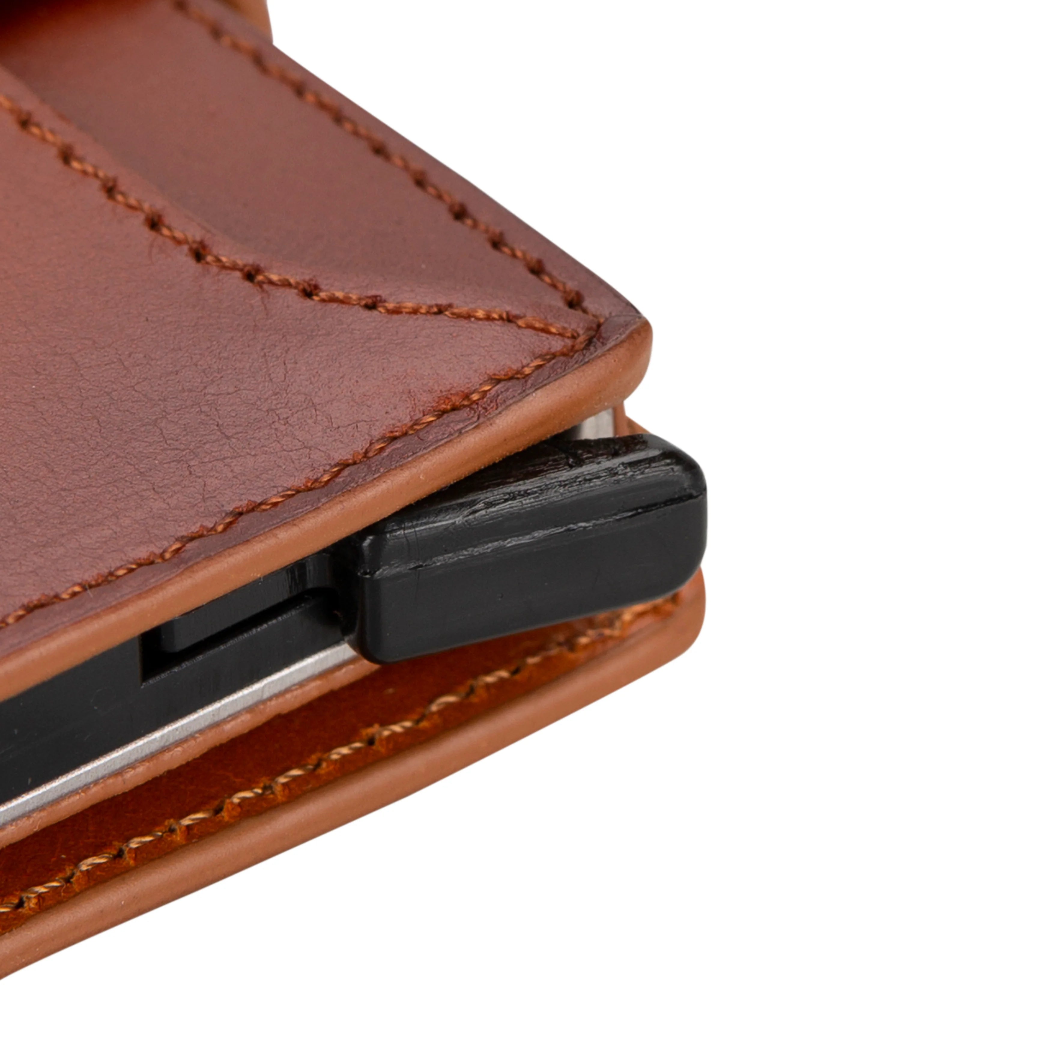 Zip Genuine Leather Mechanical Card Holder