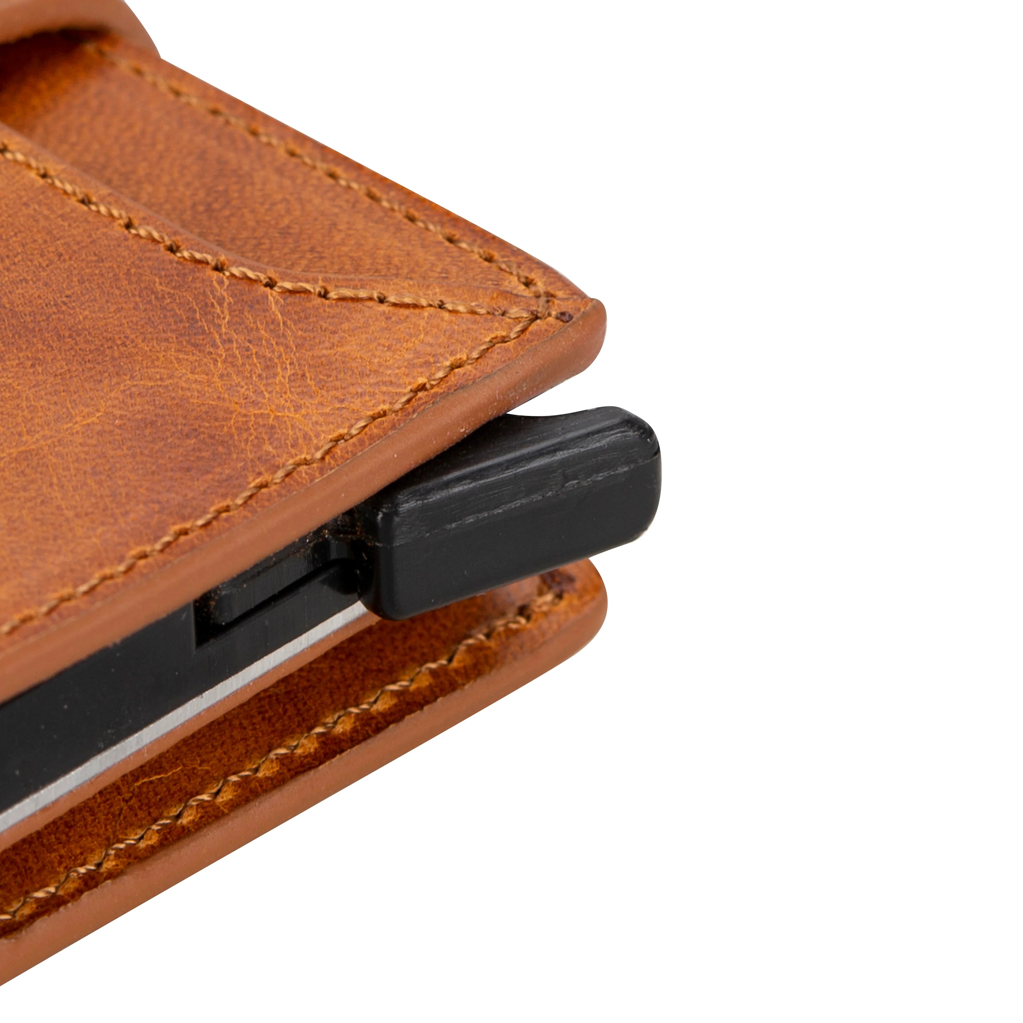 Zip Genuine Leather Mechanical Card Holder