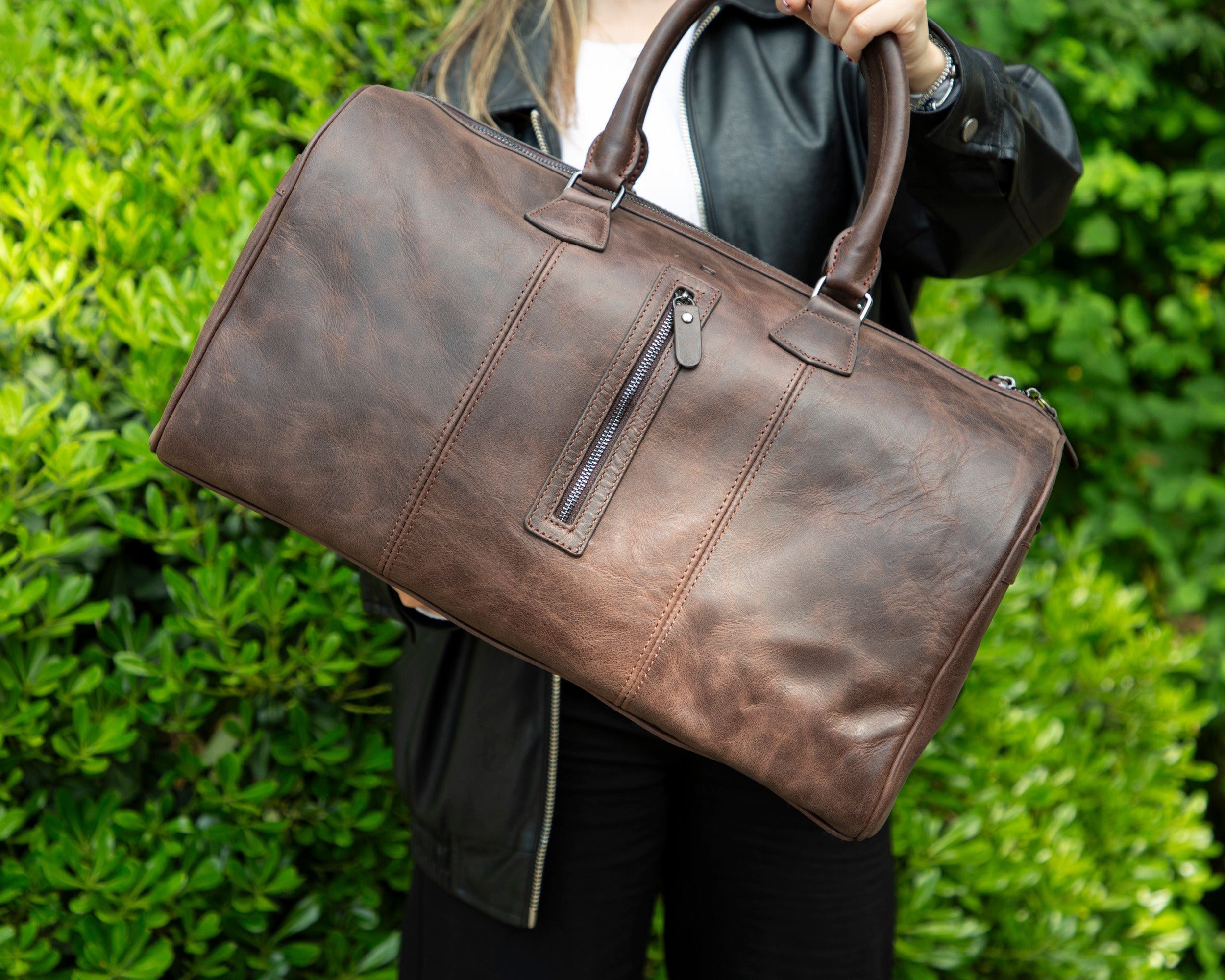Crestiva Genuine Leather Weekend Duffle Bag