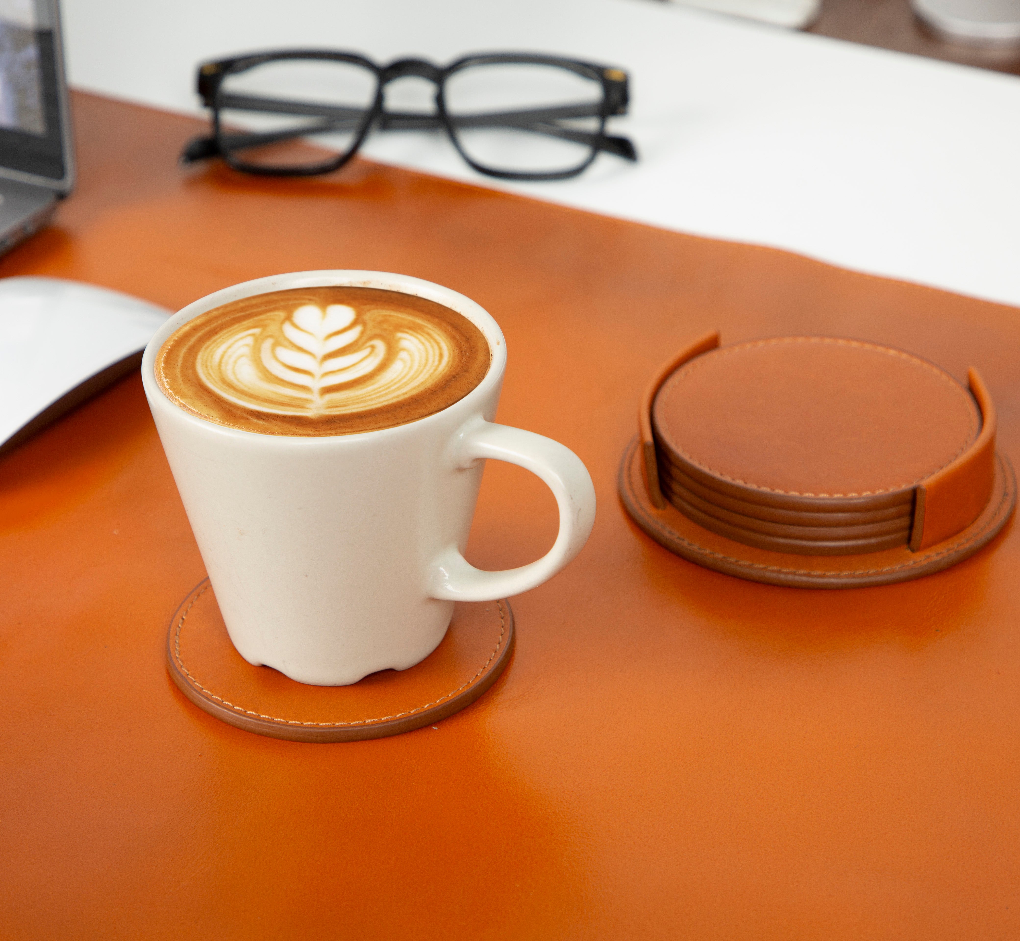 Divine Genuine Leather Cup Coaster Set