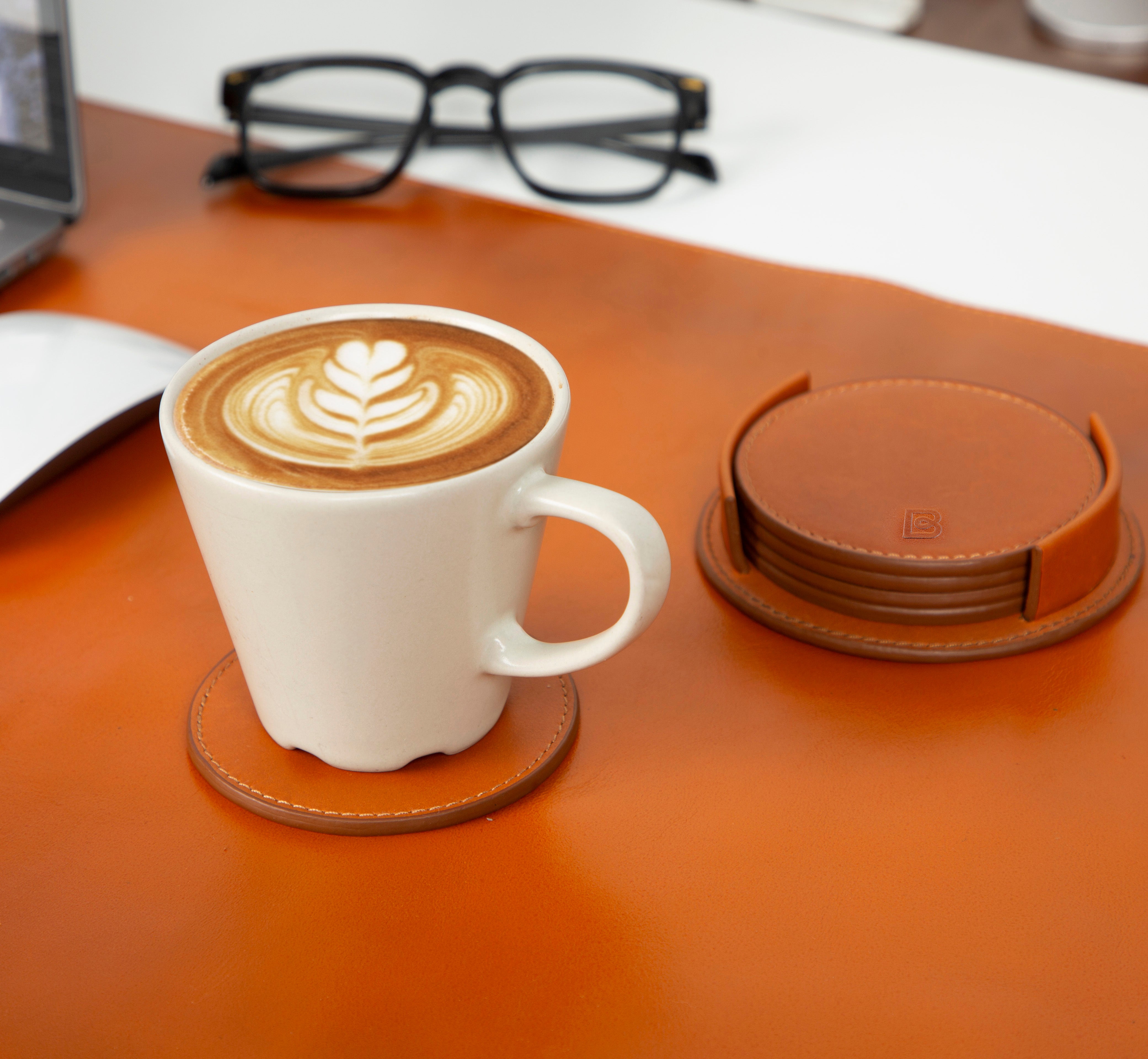 Lavion Genuine Leather Cup Coaster Set