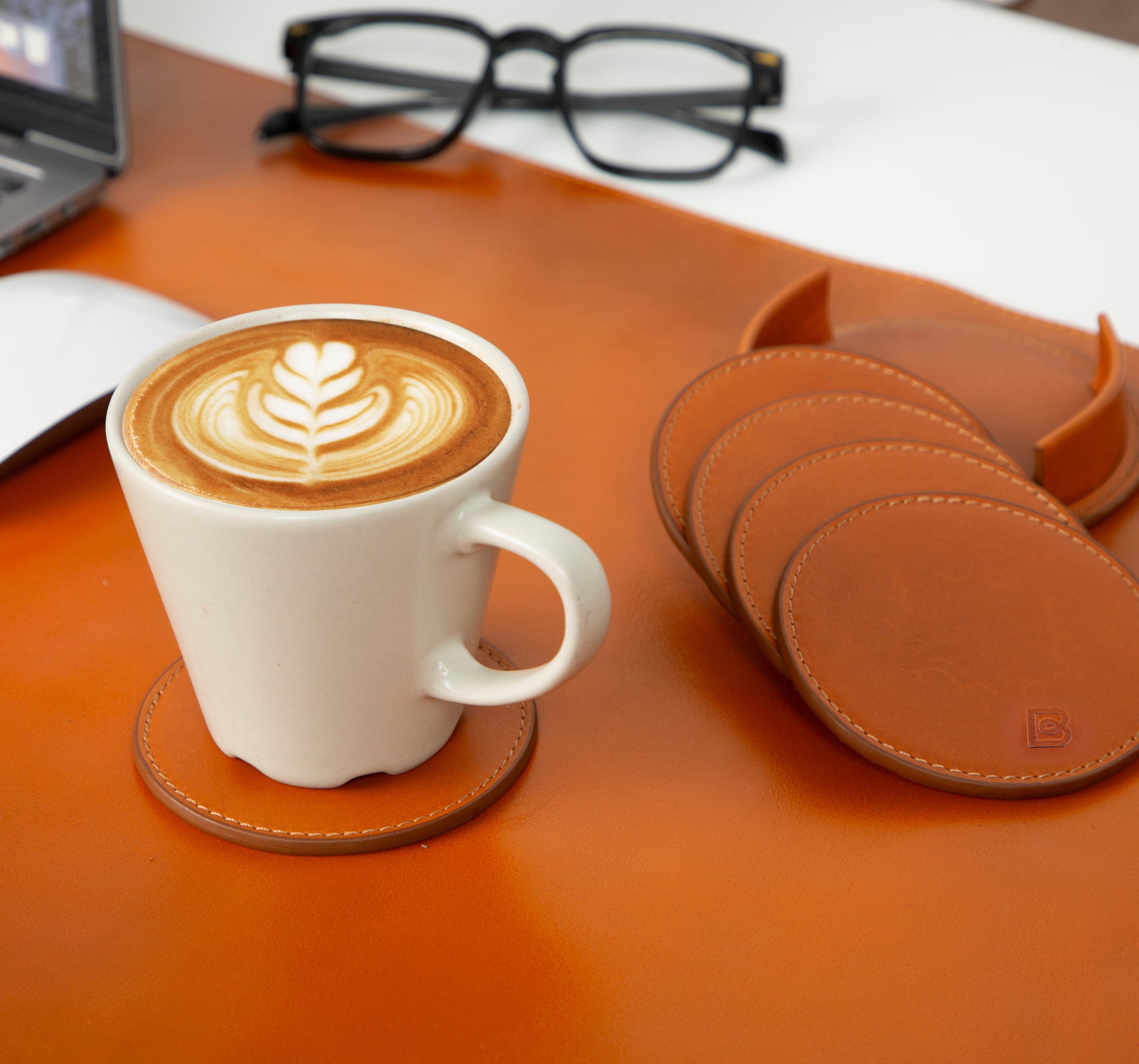 Lavion Genuine Leather Cup Coaster Set