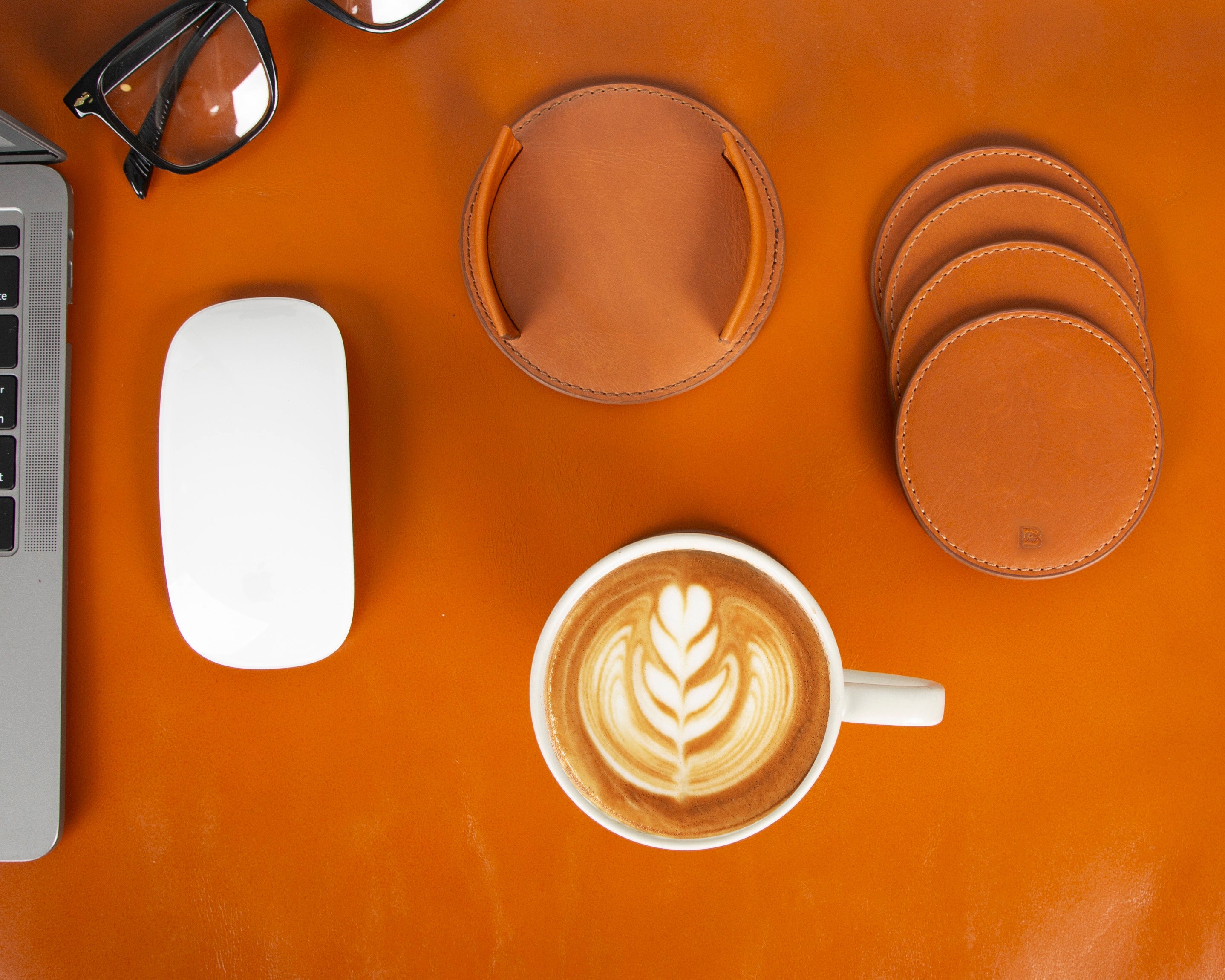 Lavion Genuine Leather Cup Coaster Set