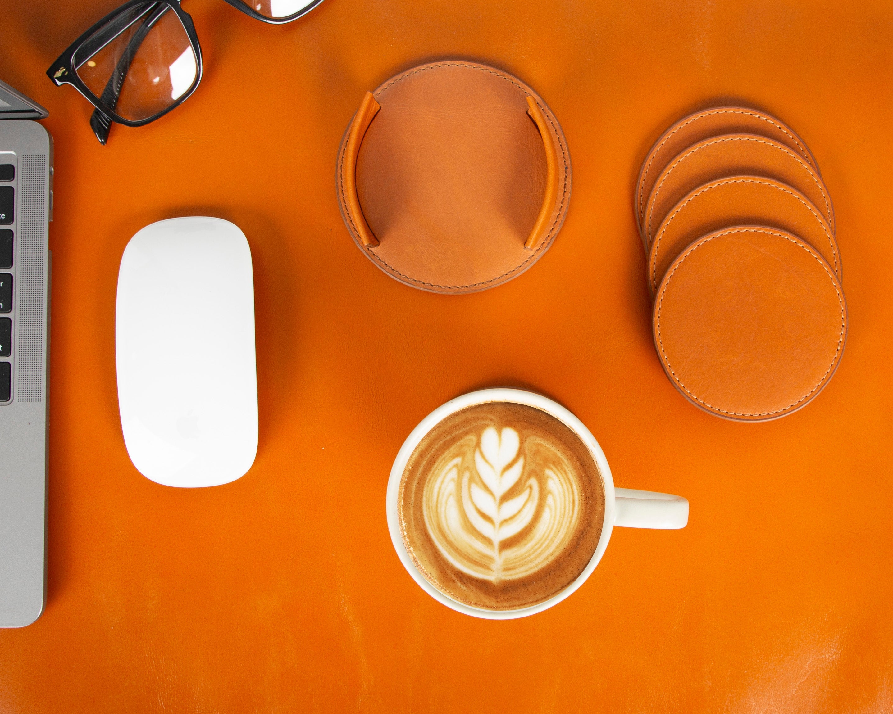 Divine Genuine Leather Cup Coaster Set