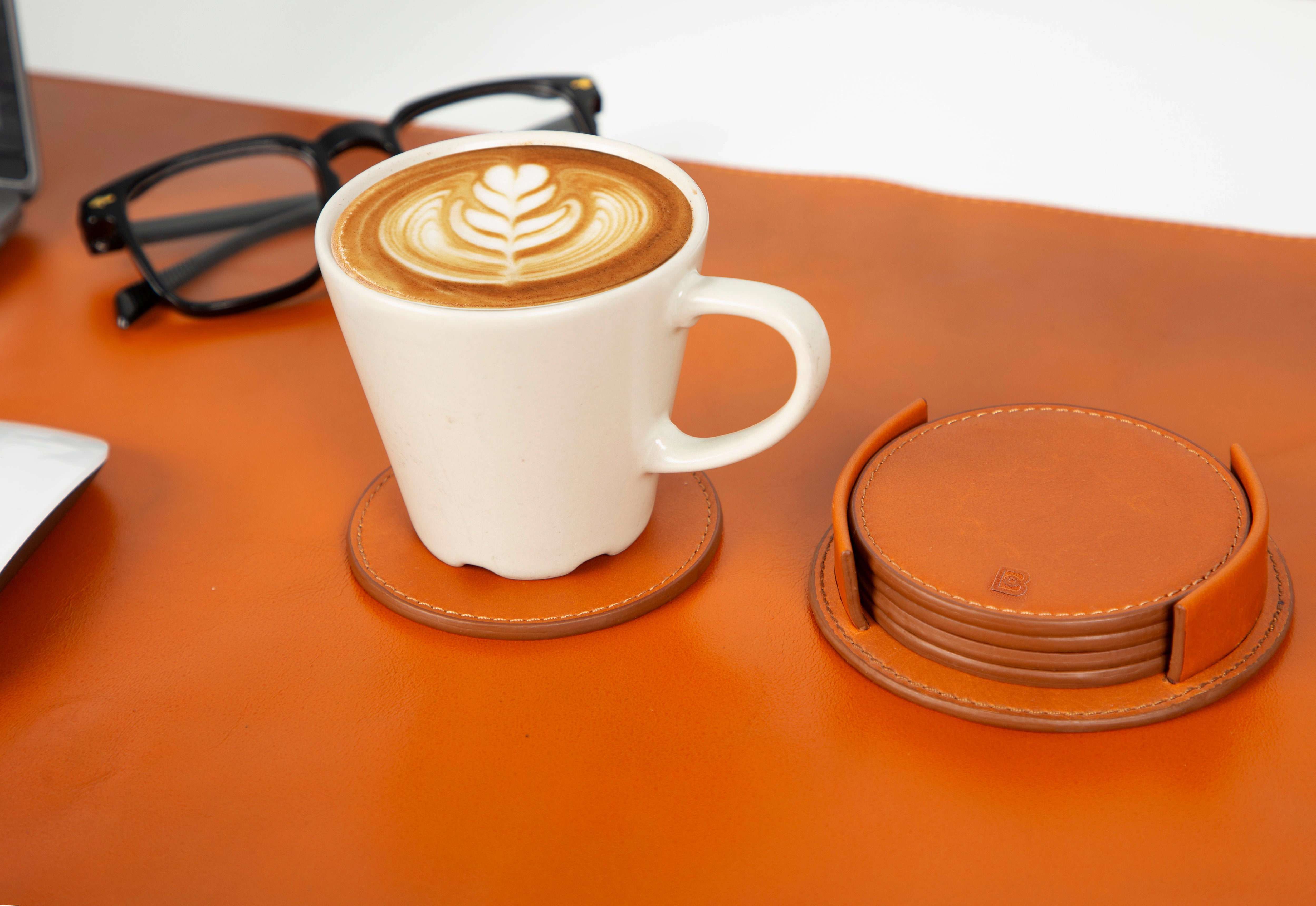 Lavion Genuine Leather Cup Coaster Set
