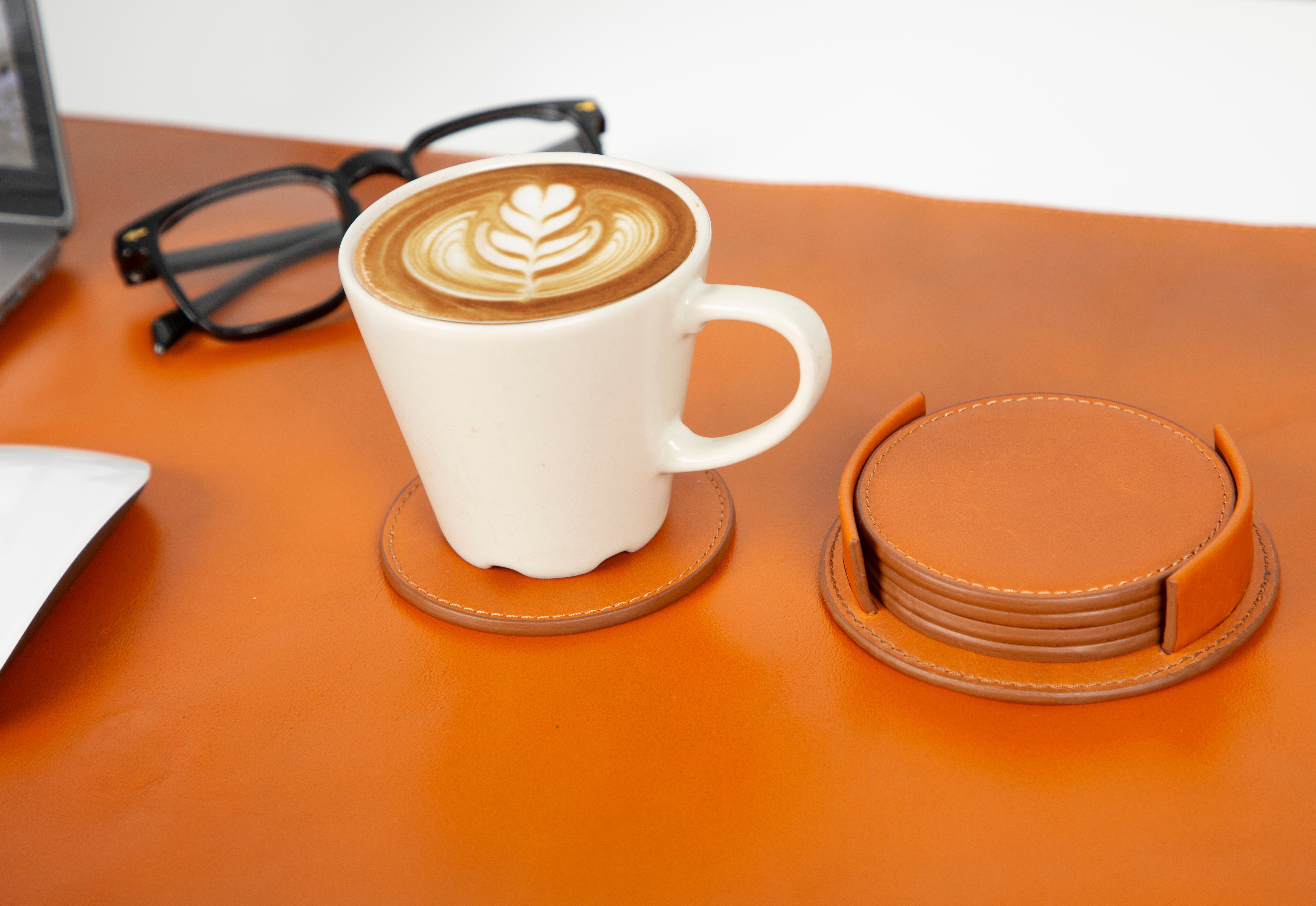 Divine Genuine Leather Cup Coaster Set