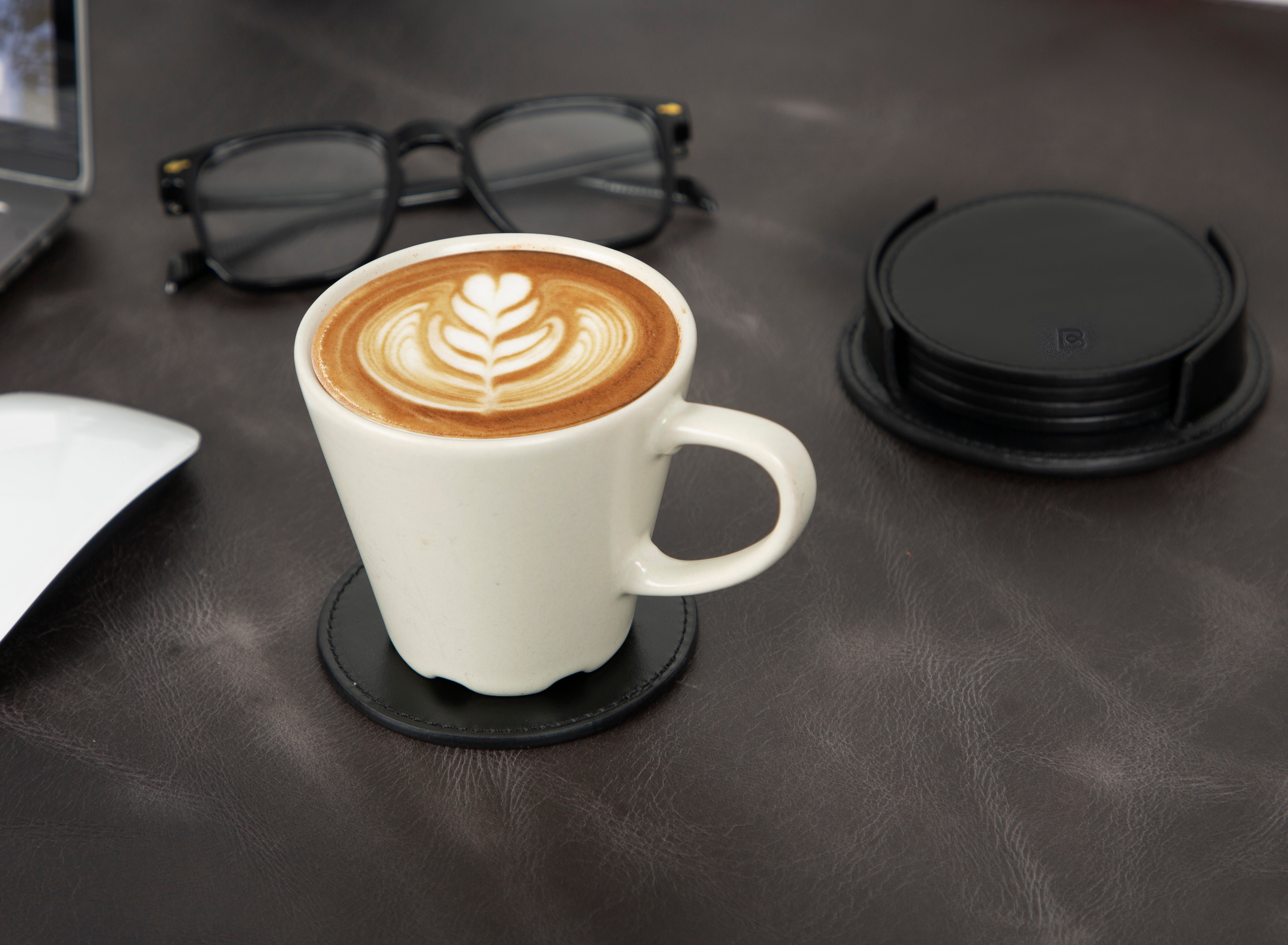 Lavion Genuine Leather Cup Coaster Set