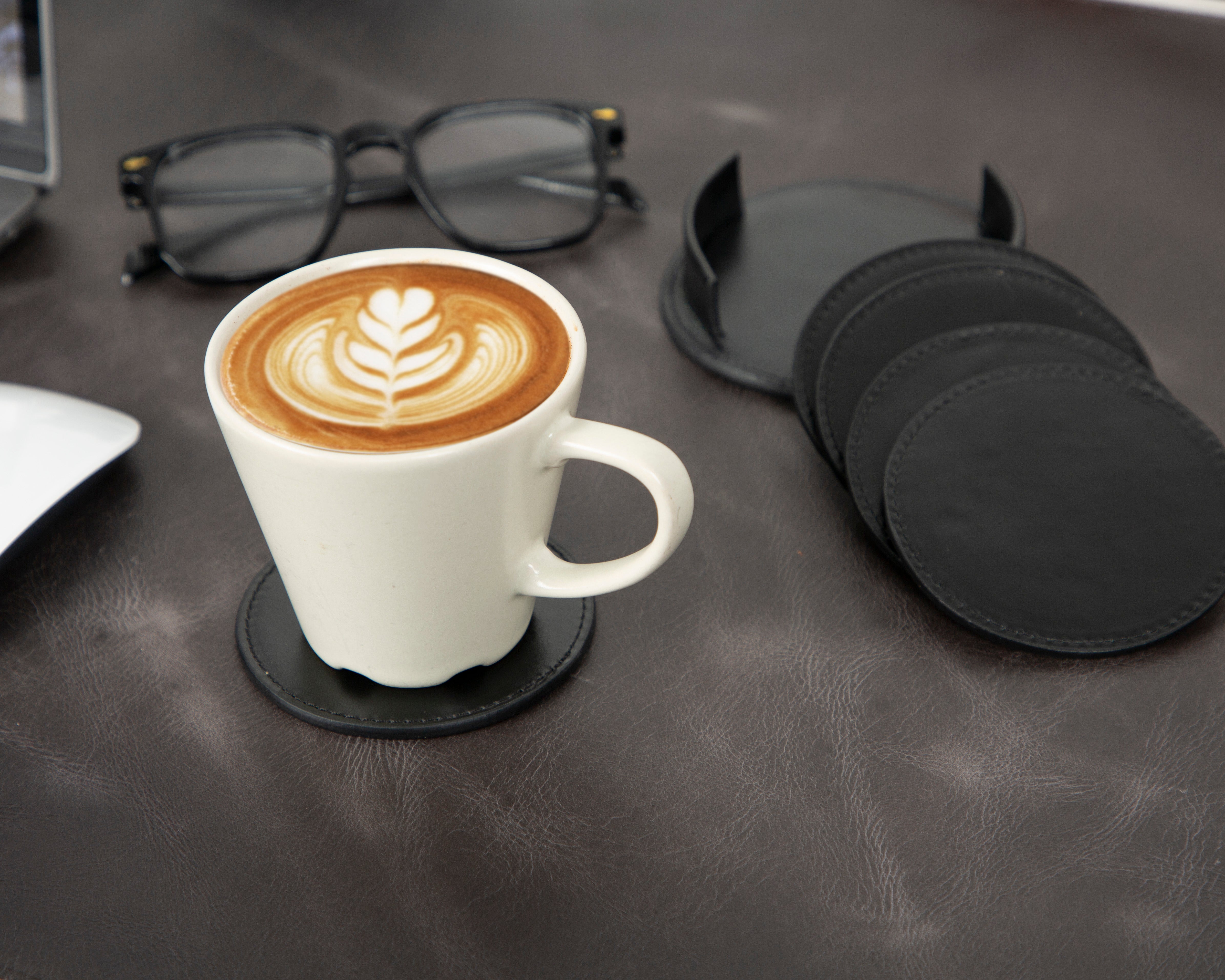 Lavion Genuine Leather Cup Coaster Set