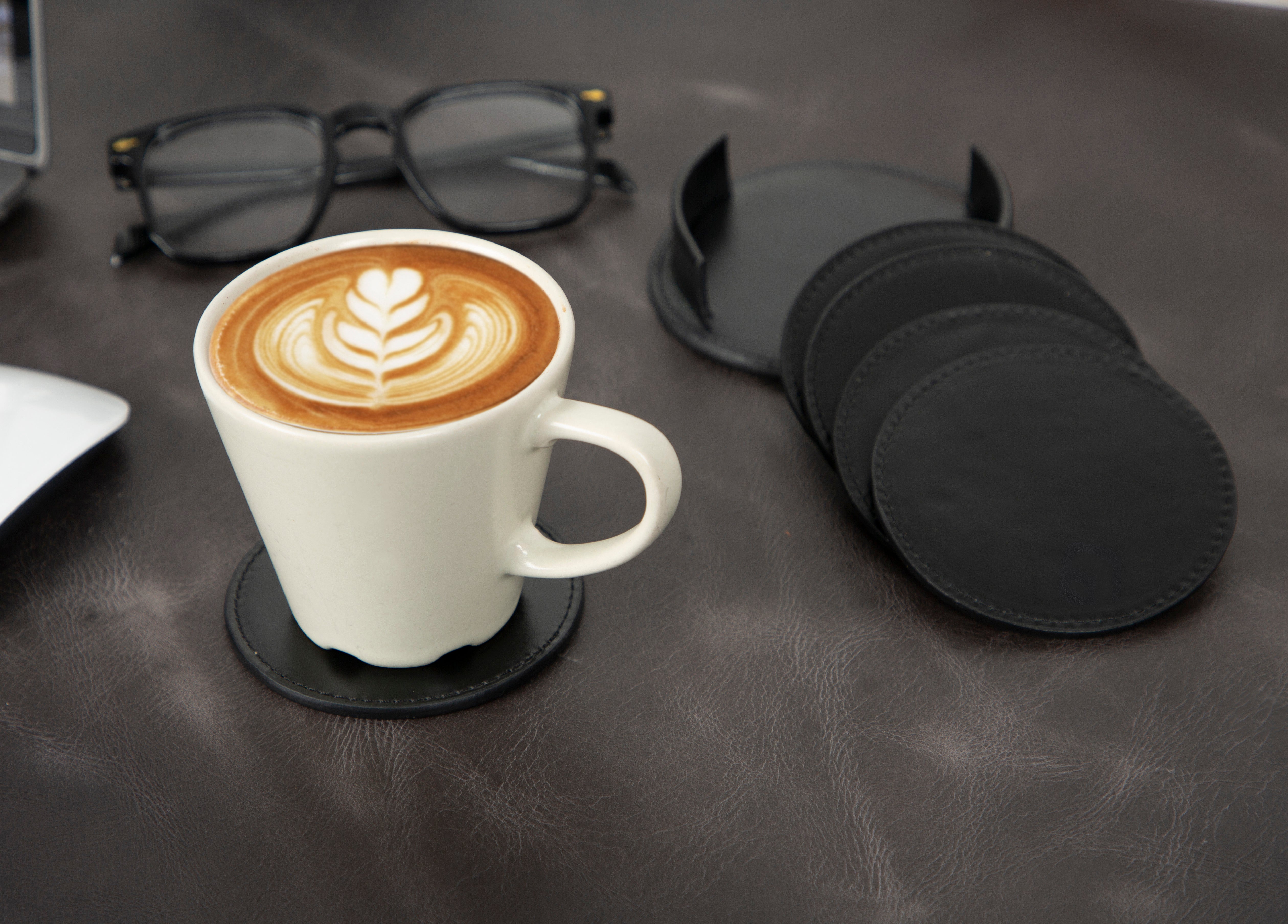 Divine Genuine Leather Cup Coaster Set