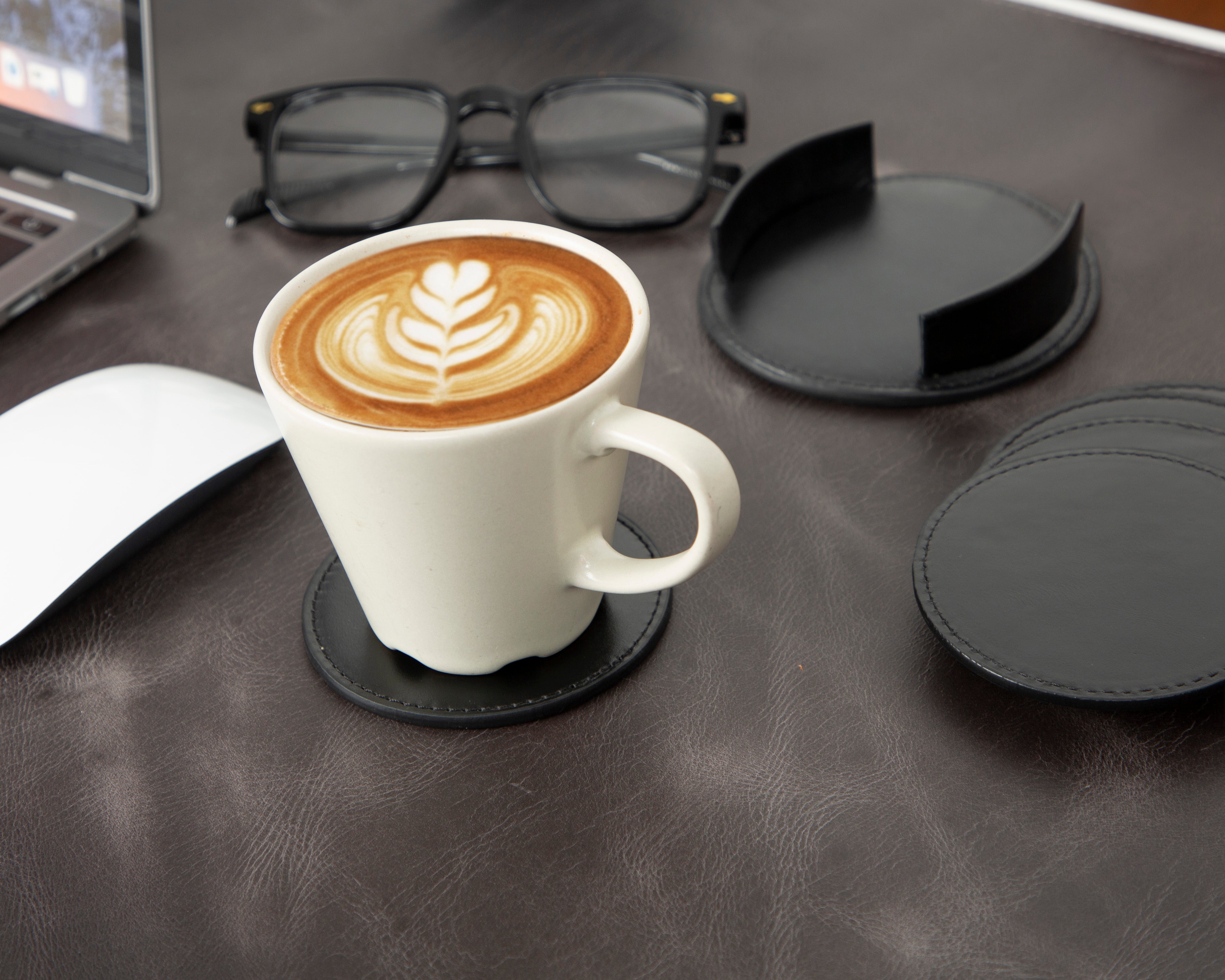 Divine Genuine Leather Cup Coaster Set