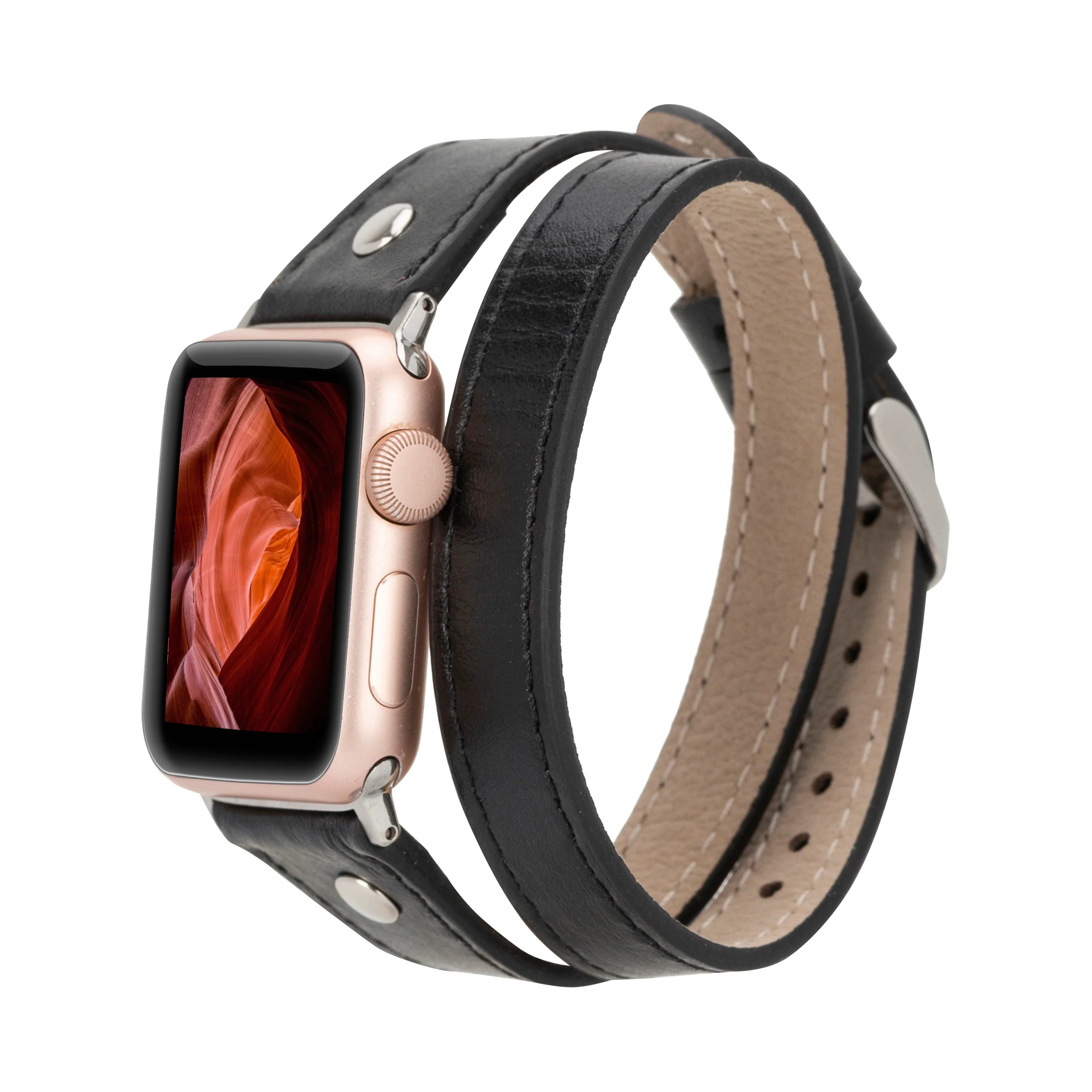 Hector Double Tour Hakiki Deri Apple Watch Kordonu Gümüş Trok