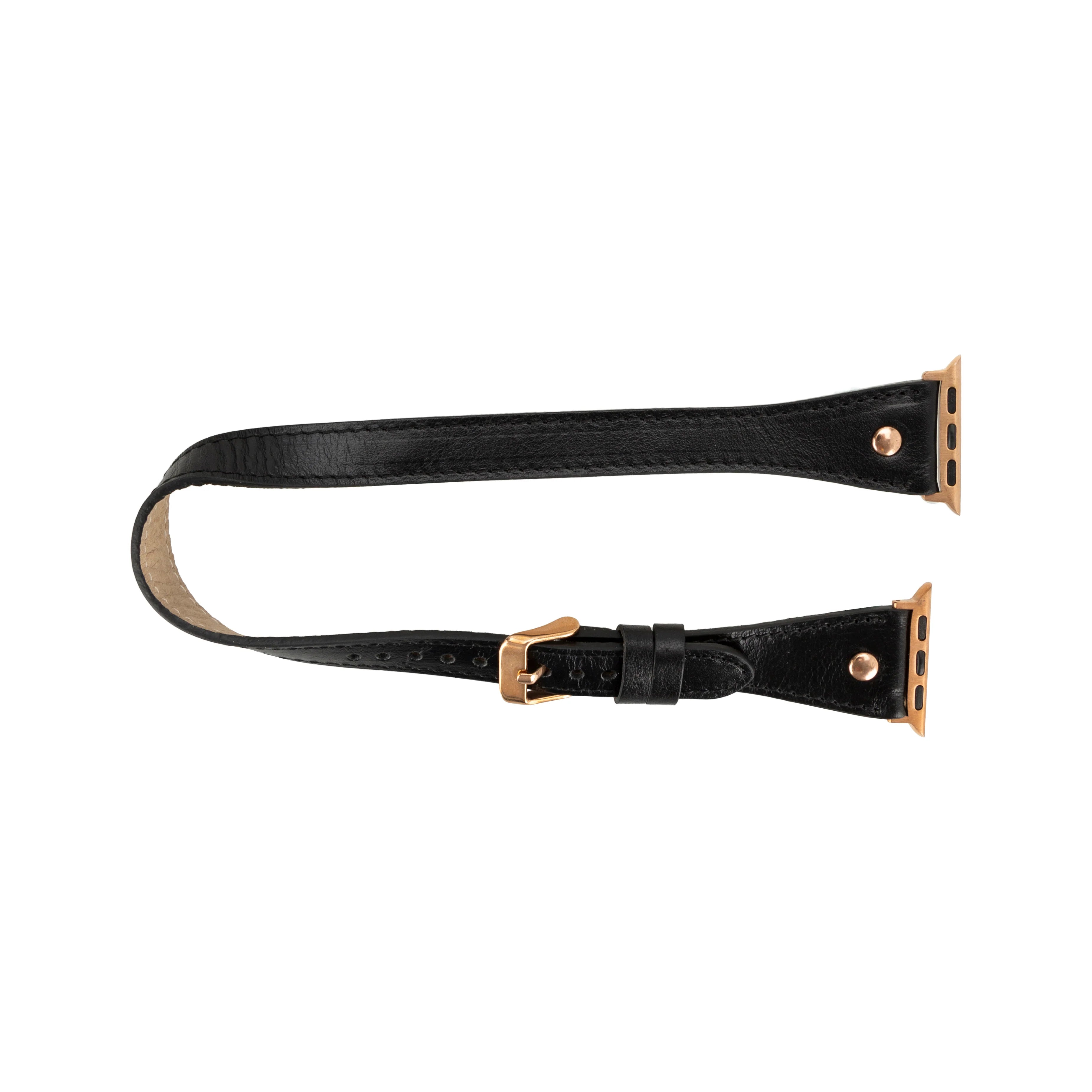 Hector Double Tour Genuine Leather Apple Watch Band with Rose Gold Trok