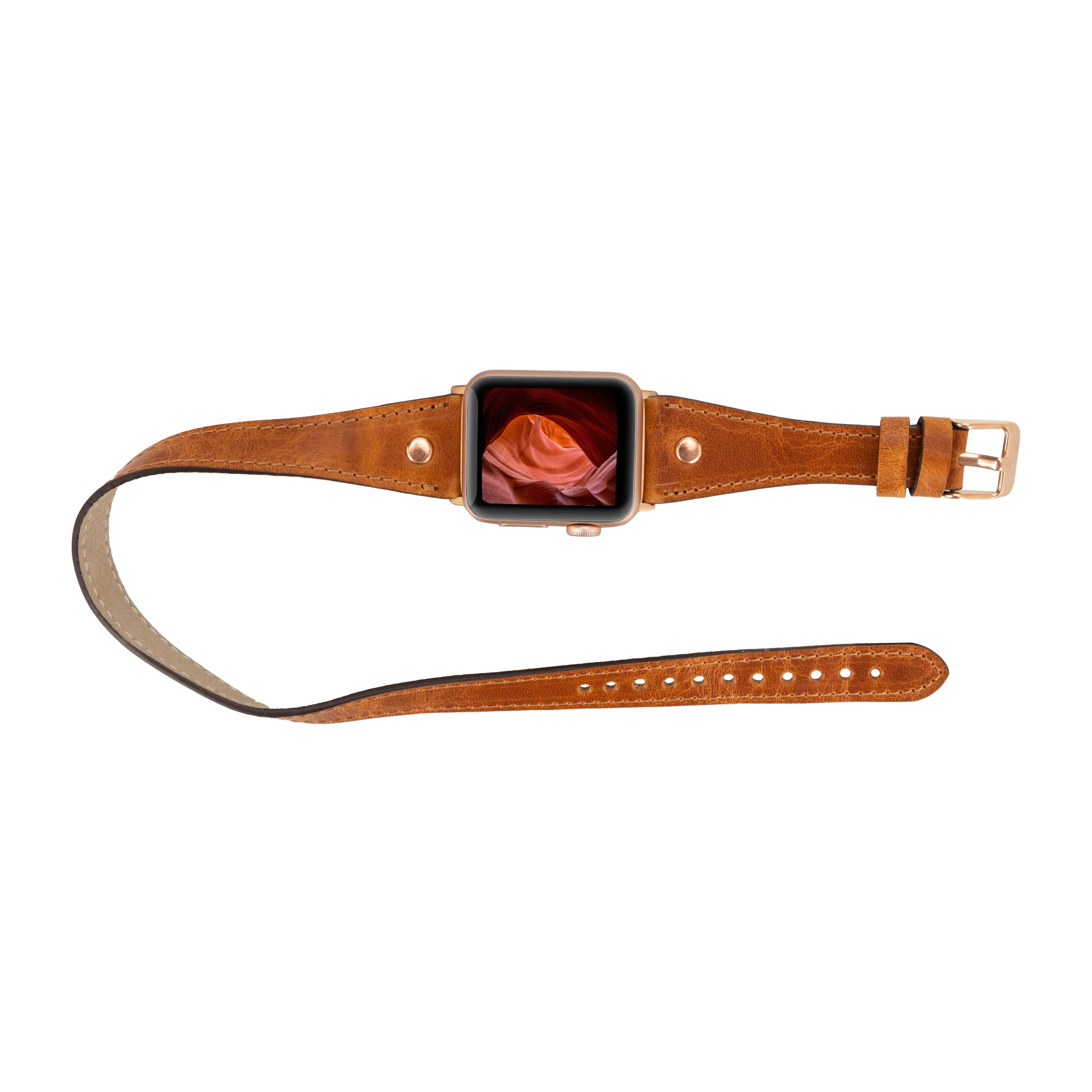 İnce Çift Tur Apple Watch Gerçek Deri Kayış