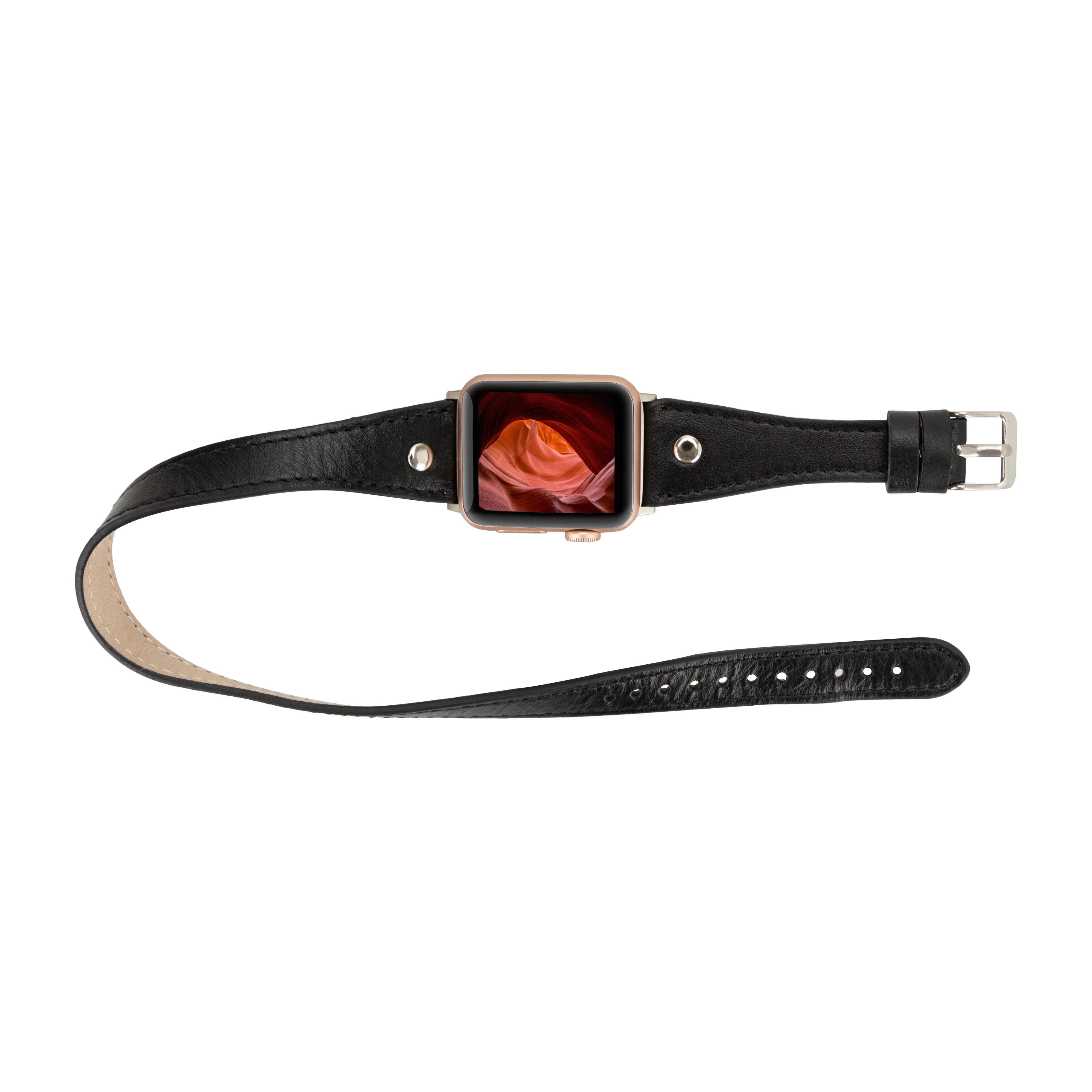 Hector Double Tour Hakiki Deri Apple Watch Kordonu Gümüş Trok