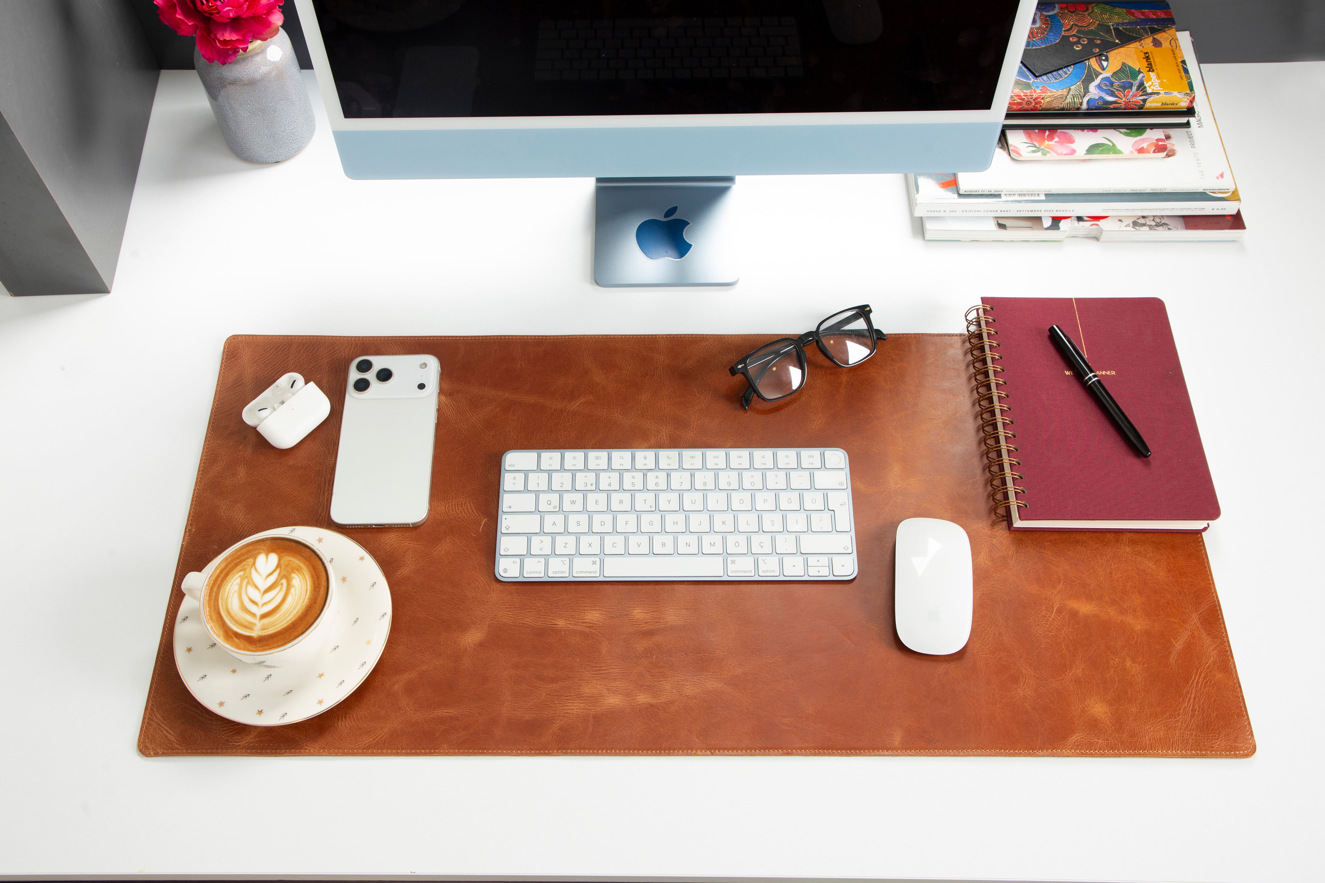 Natural Genuine Leather Desk Mat, Medium