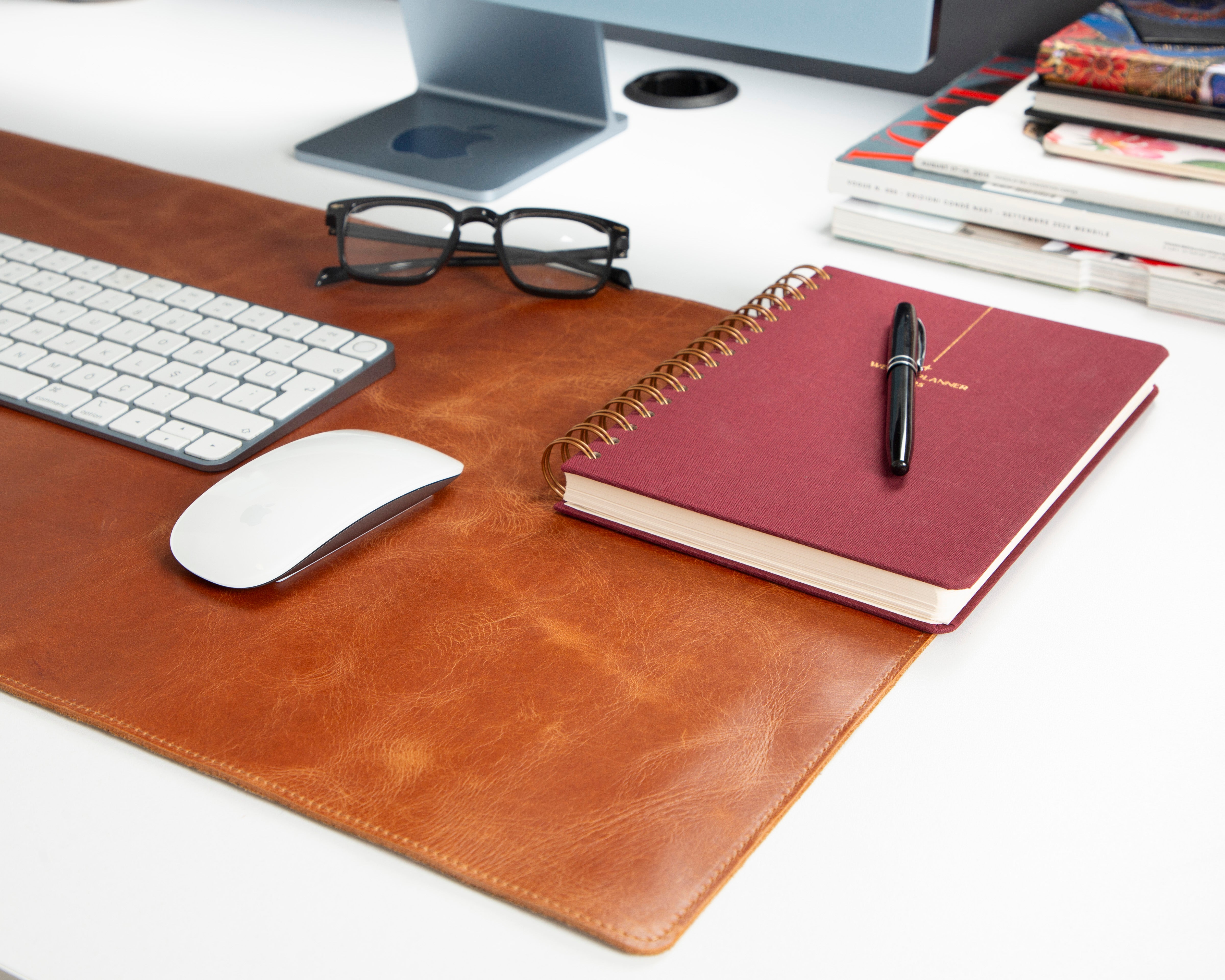 Natural Genuine Leather Desk Mat, Medium