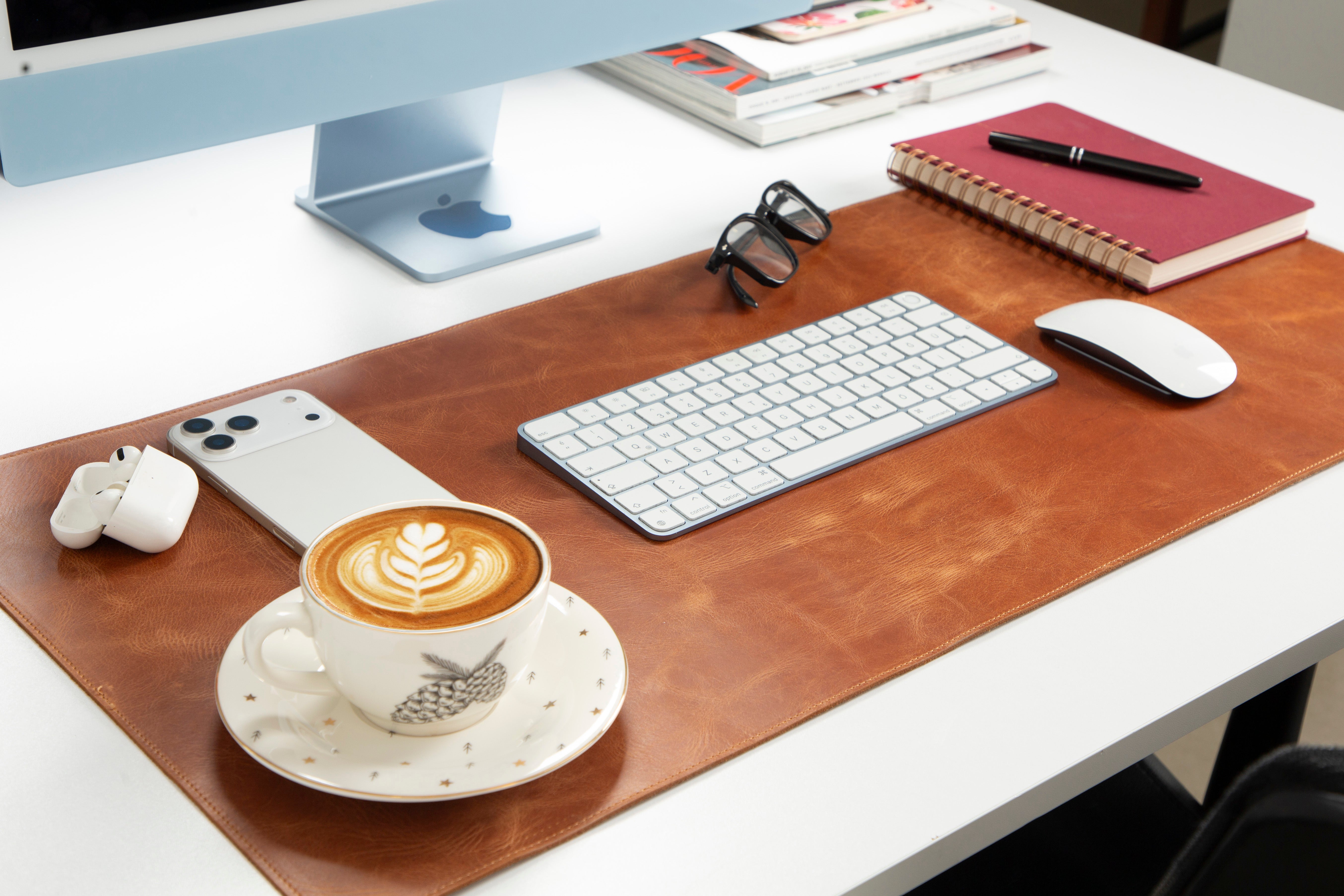 Natural Genuine Leather Desk Mat, Medium