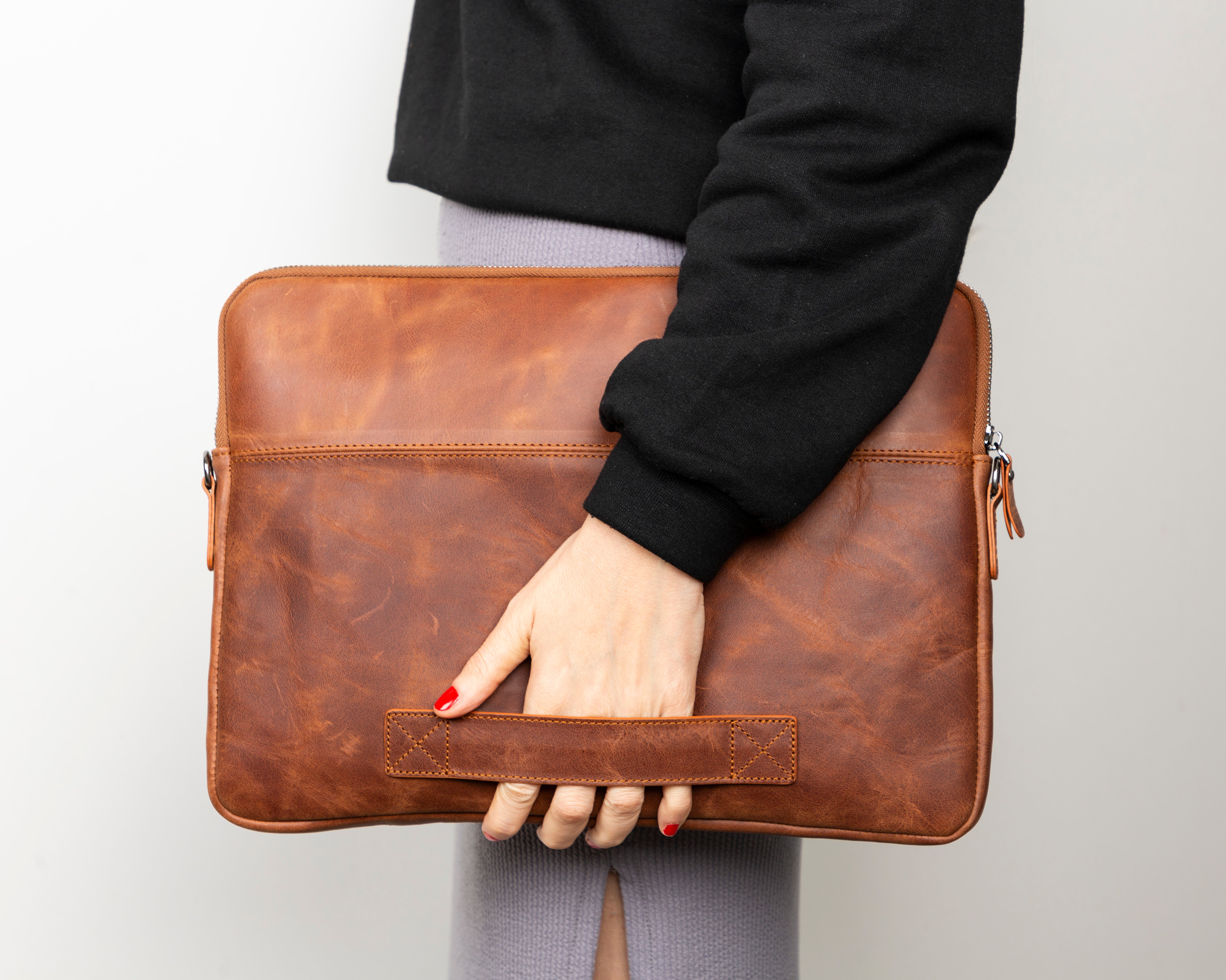 Awe Slim Leather Laptop / Tablet Bag - saracleather