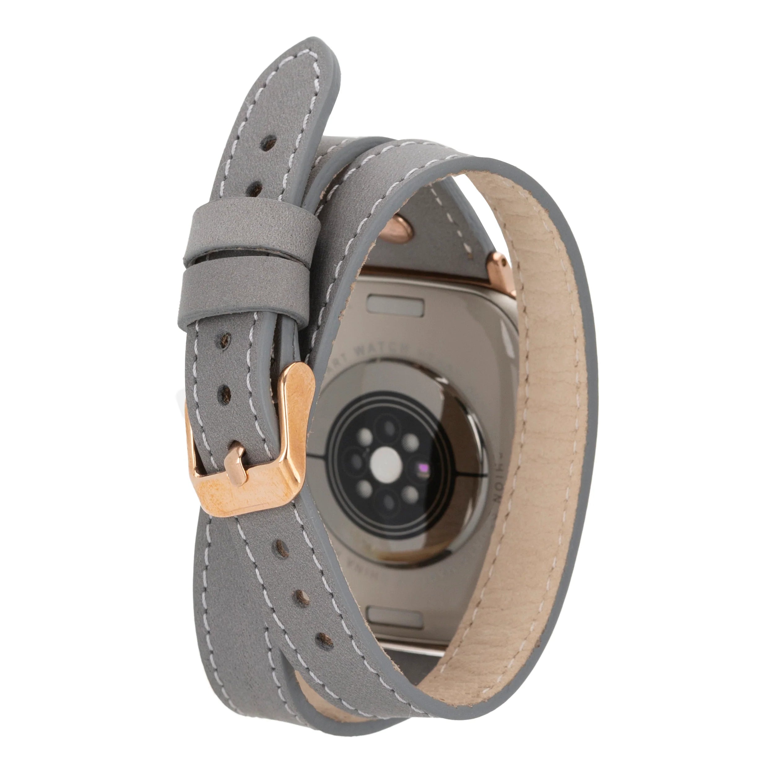 Hector Double Tour Genuine Leather Apple Watch Band with Rose Gold Trok
