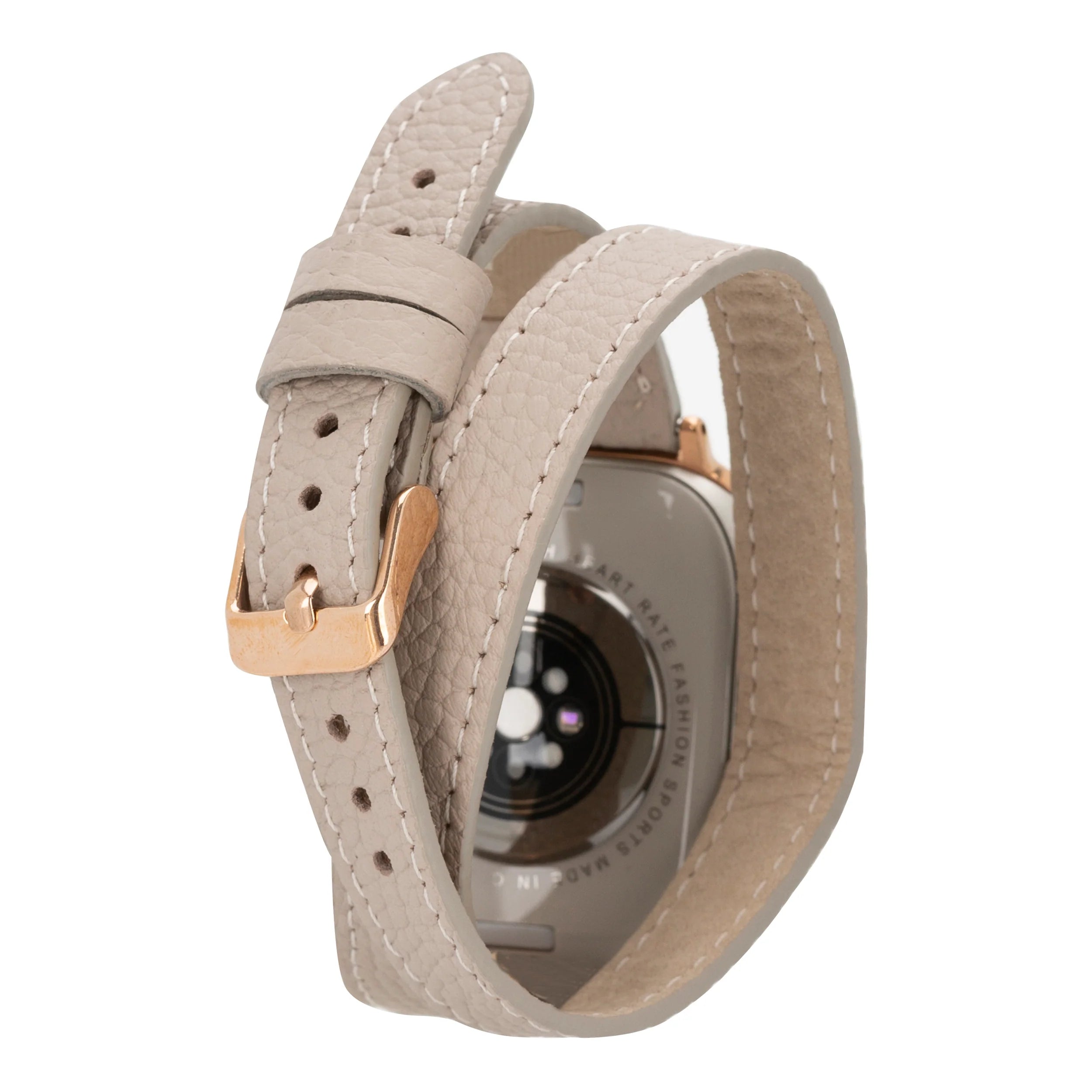 Hector Double Tour Genuine Leather Apple Watch Band with Rose Gold Trok