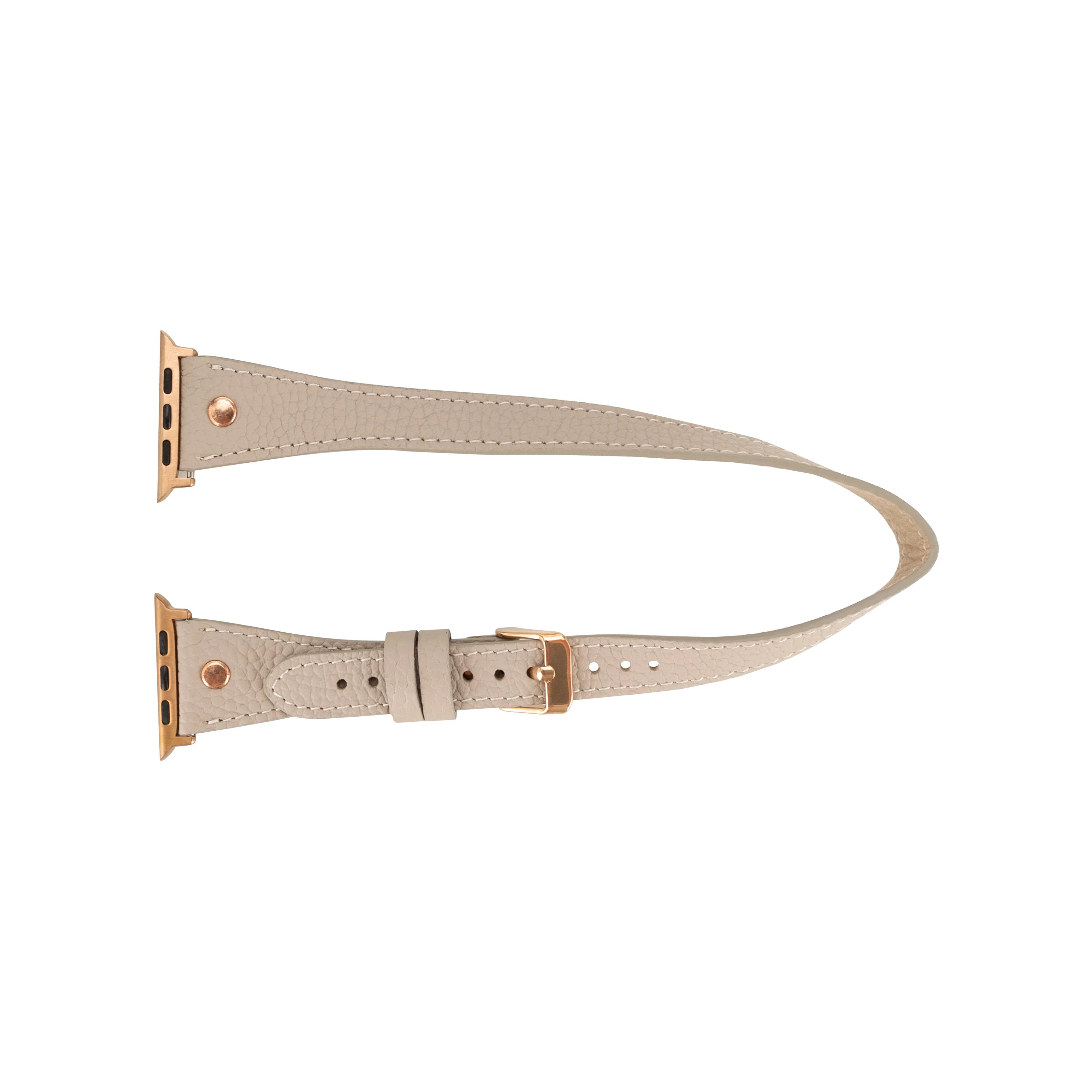 Hector Double Tour Genuine Leather Apple Watch Band with Rose Gold Trok