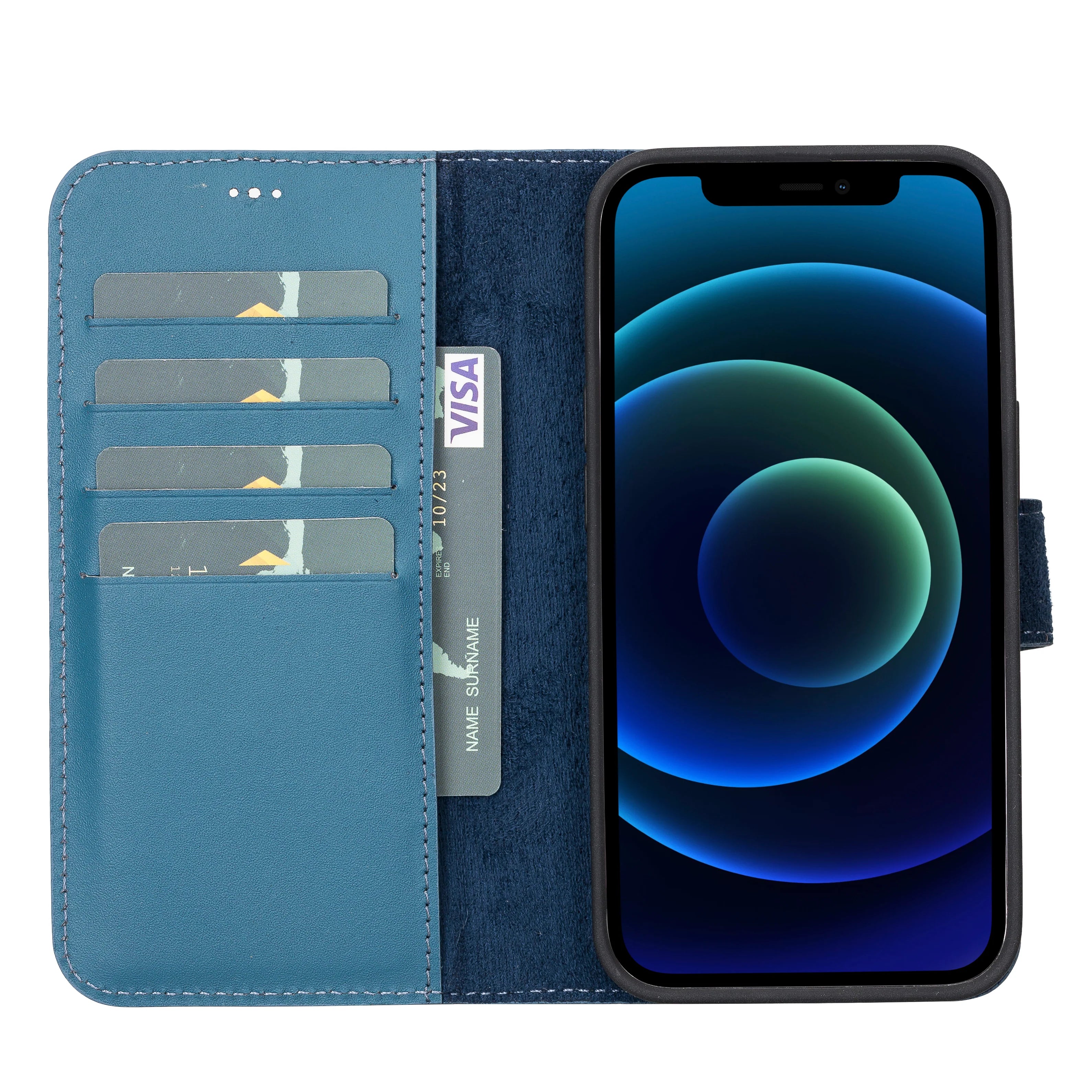Magic iPhone 13 Pro Genuine Leather Detachable Wallet Case