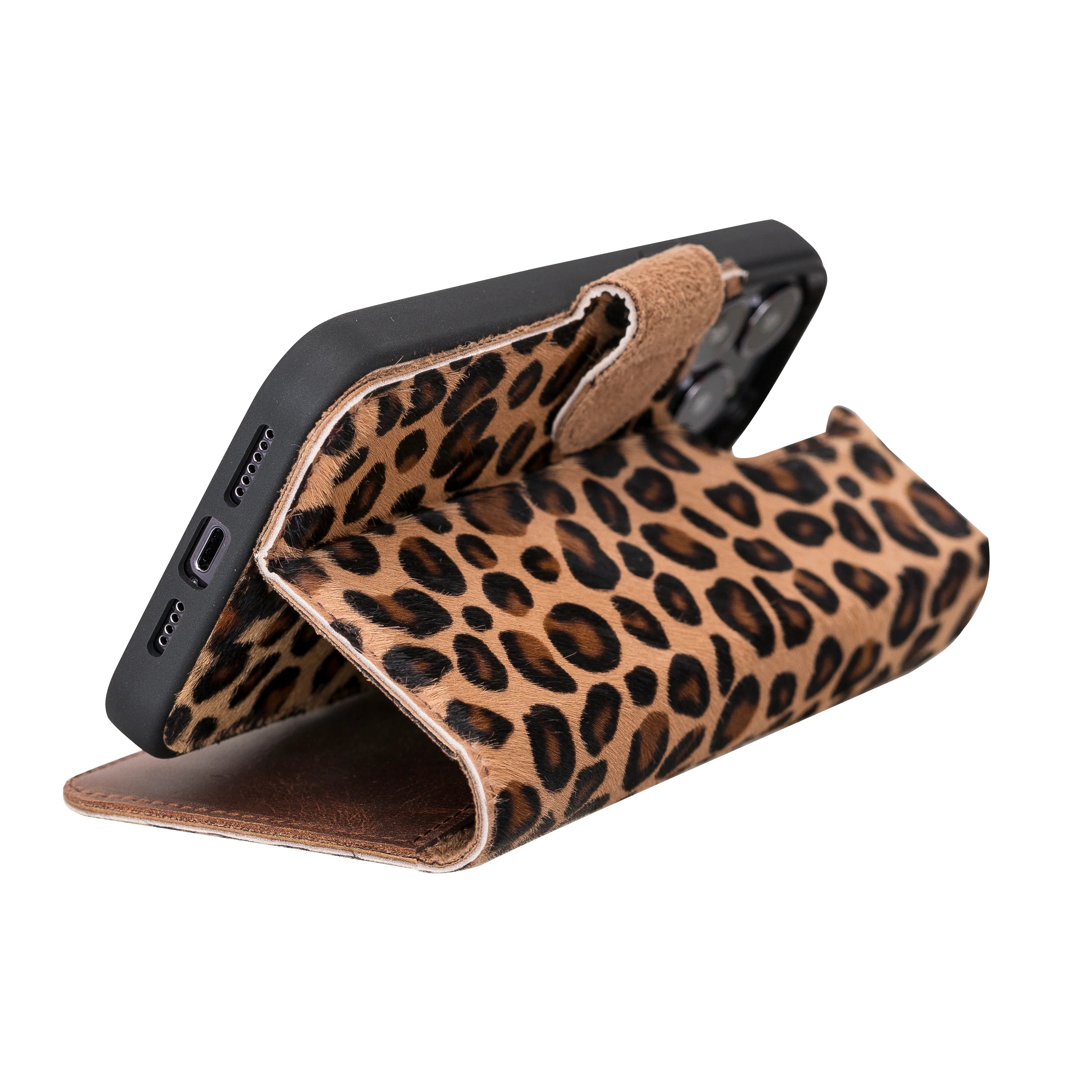 Magic iPhone 13 Pro Max Genuine Leather Detachable Wallet Case