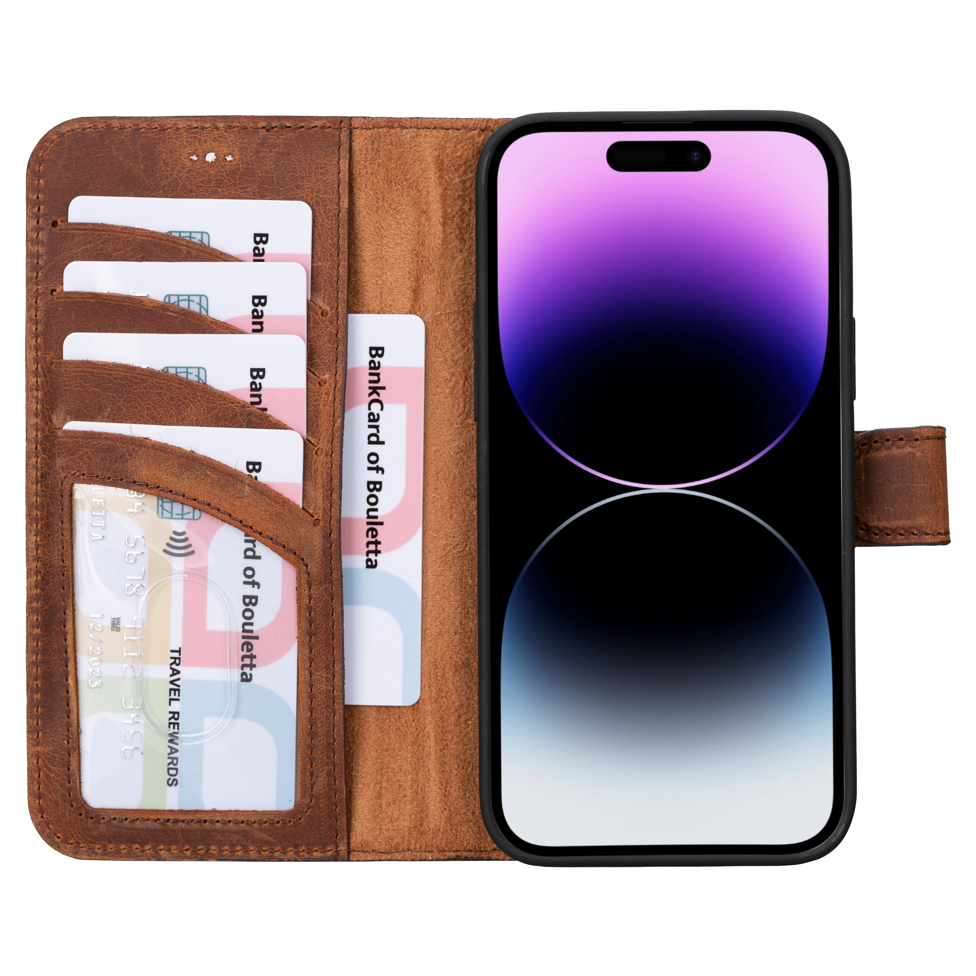 Magic iPhone 16 Plus Detachable Genuine Leather Wallet Case