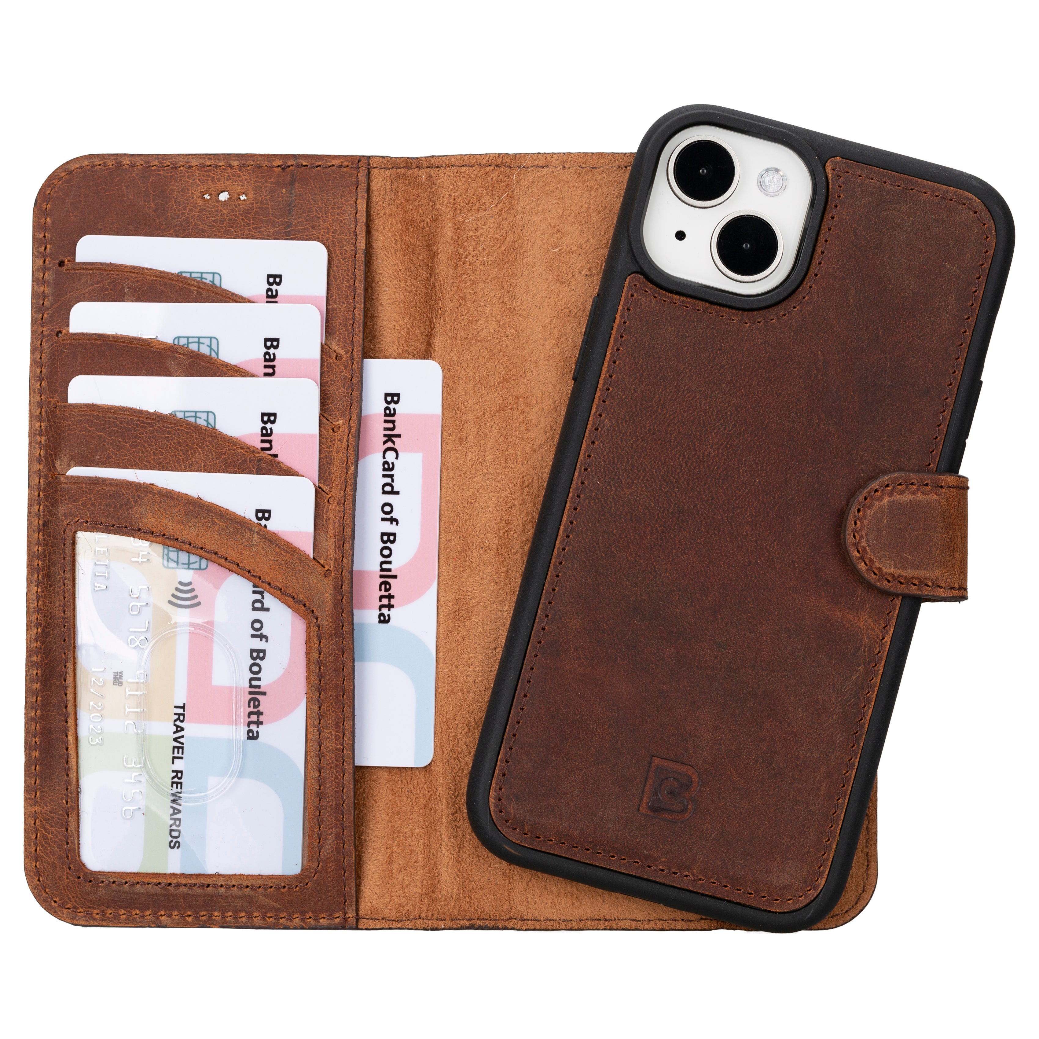 Magic iPhone 16 Plus Detachable Genuine Leather Wallet Case