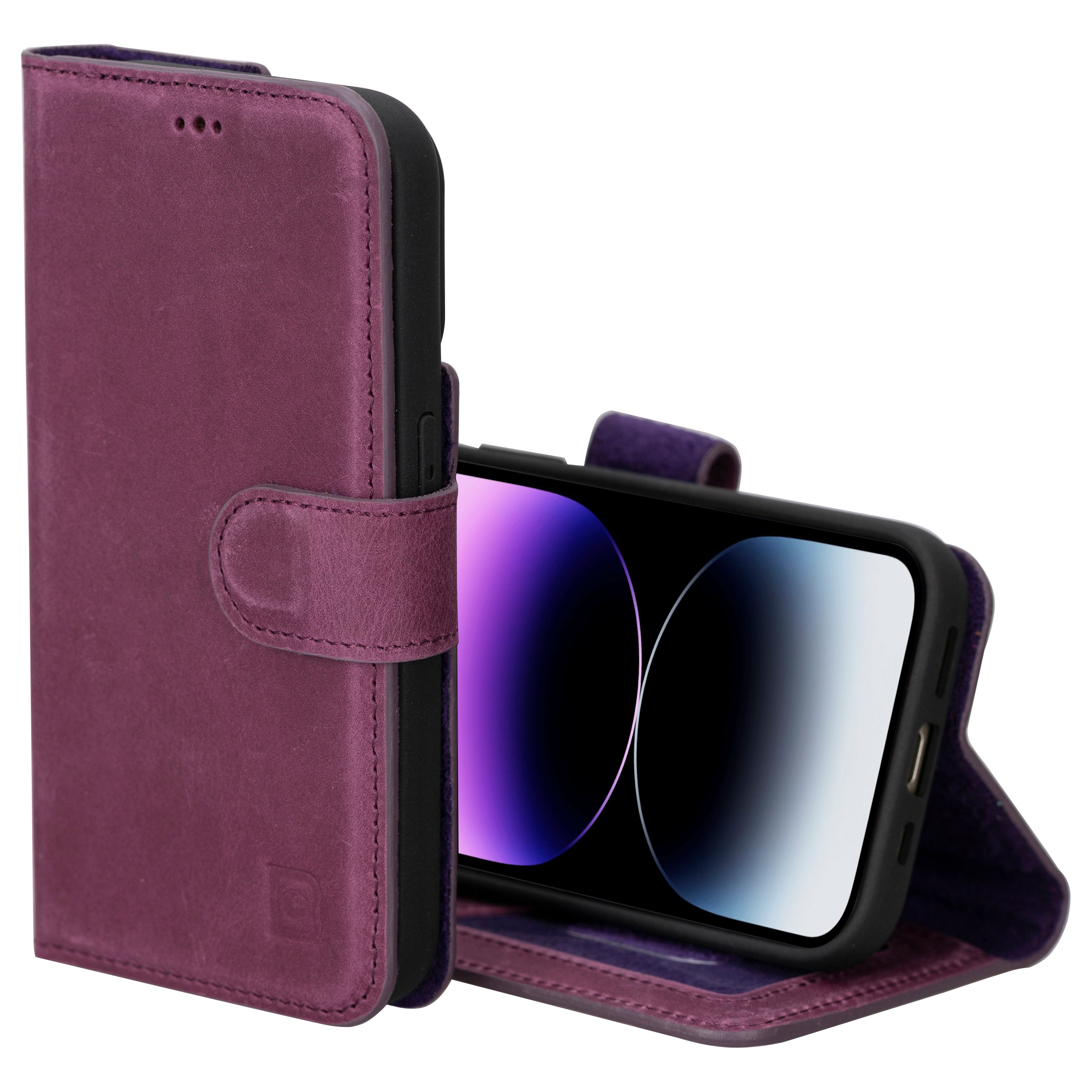 Magic iPhone 16 Plus Detachable Genuine Leather Wallet Case