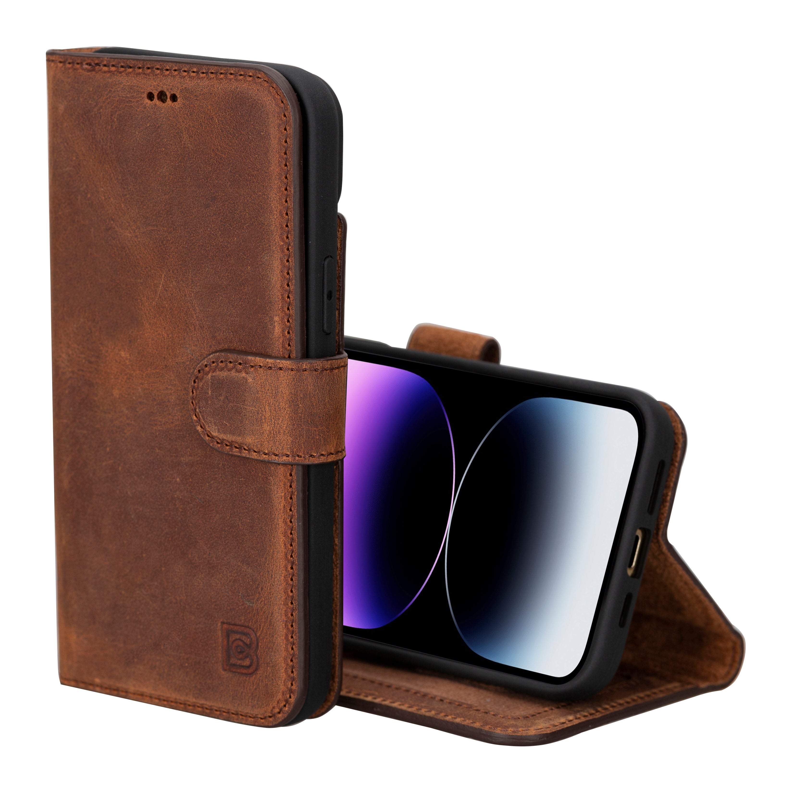 Magic iPhone 16 Plus Detachable Genuine Leather Wallet Case