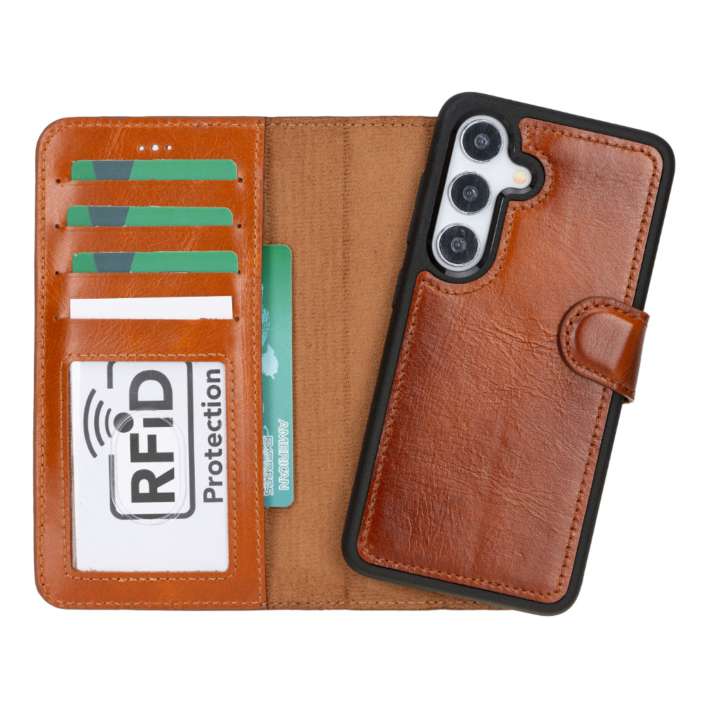Magic Samsung Galaxy S25 Genuine Leather Detachable Wallet Case