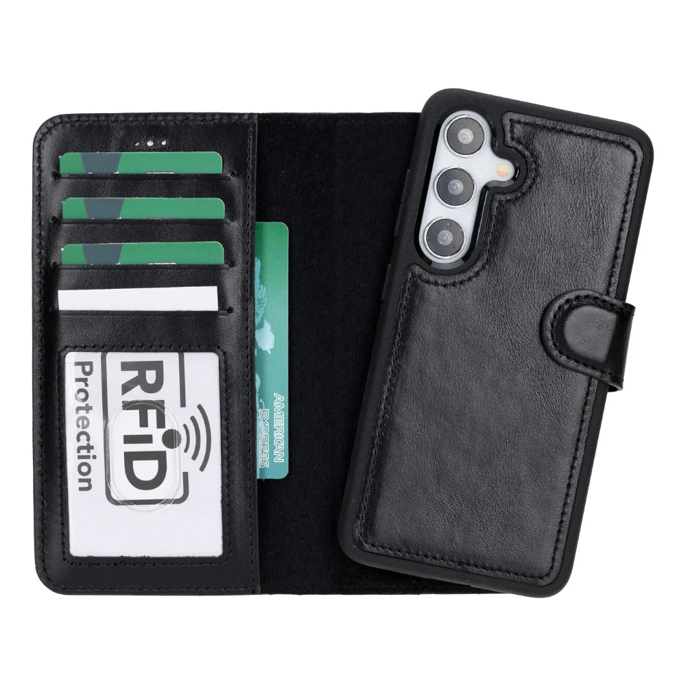 Magic Samsung Galaxy S25 Genuine Leather Detachable Wallet Case