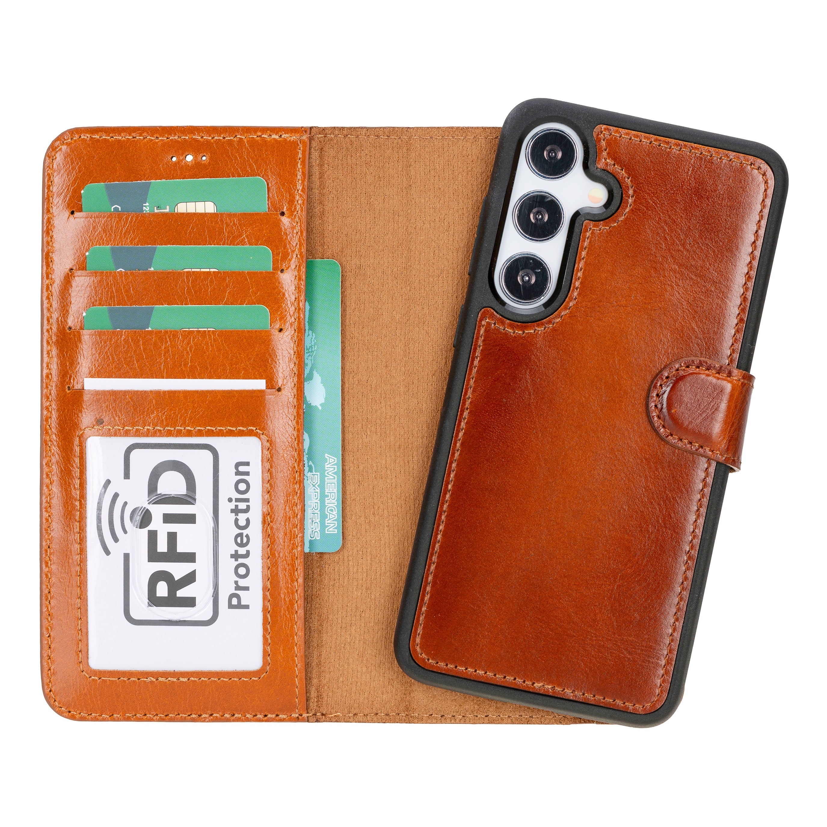 Magic Samsung Galaxy S24 Genuine Leather Detachable Wallet Case