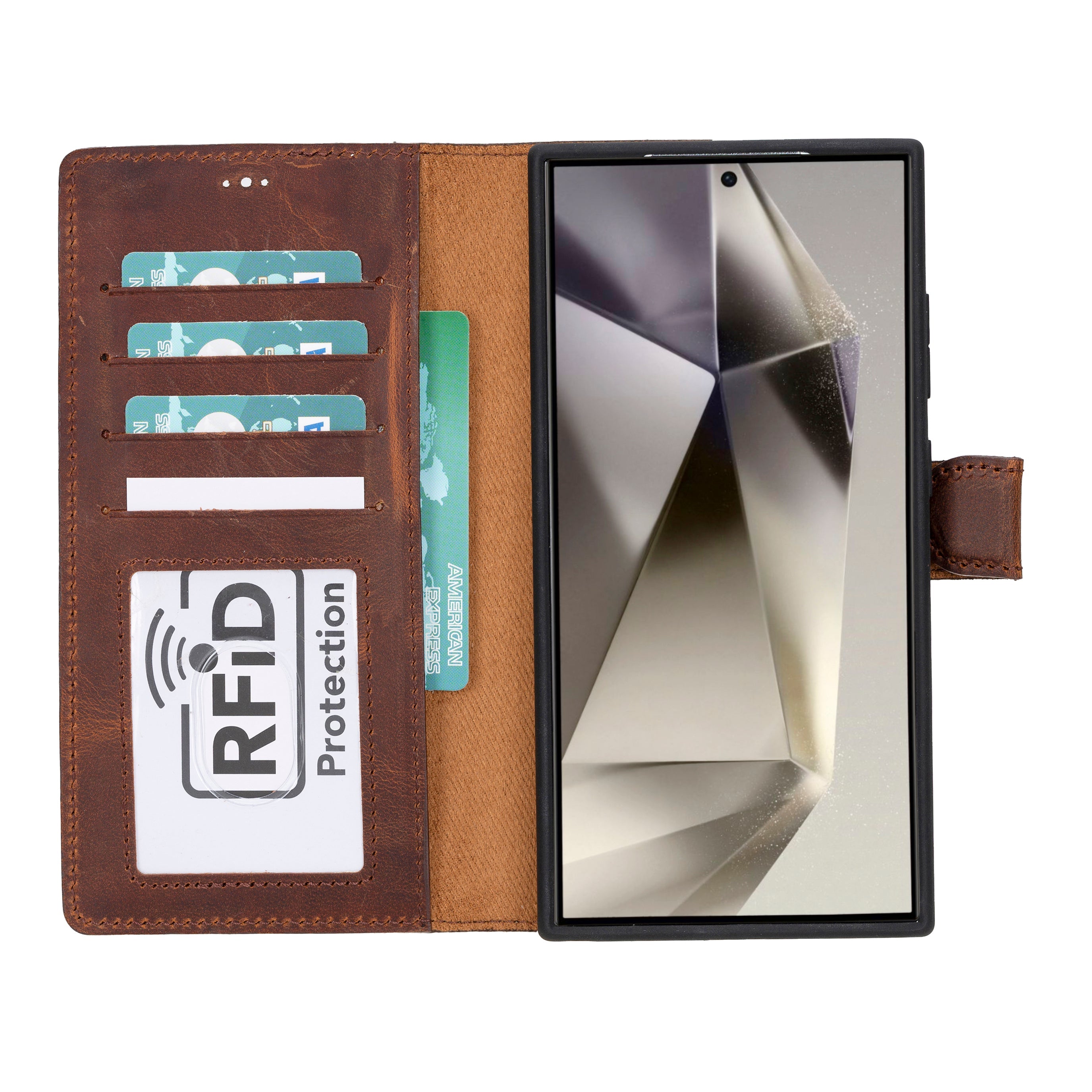 Magic Samsung Galaxy S24 Ultra Genuine Leather Detachable Wallet Case