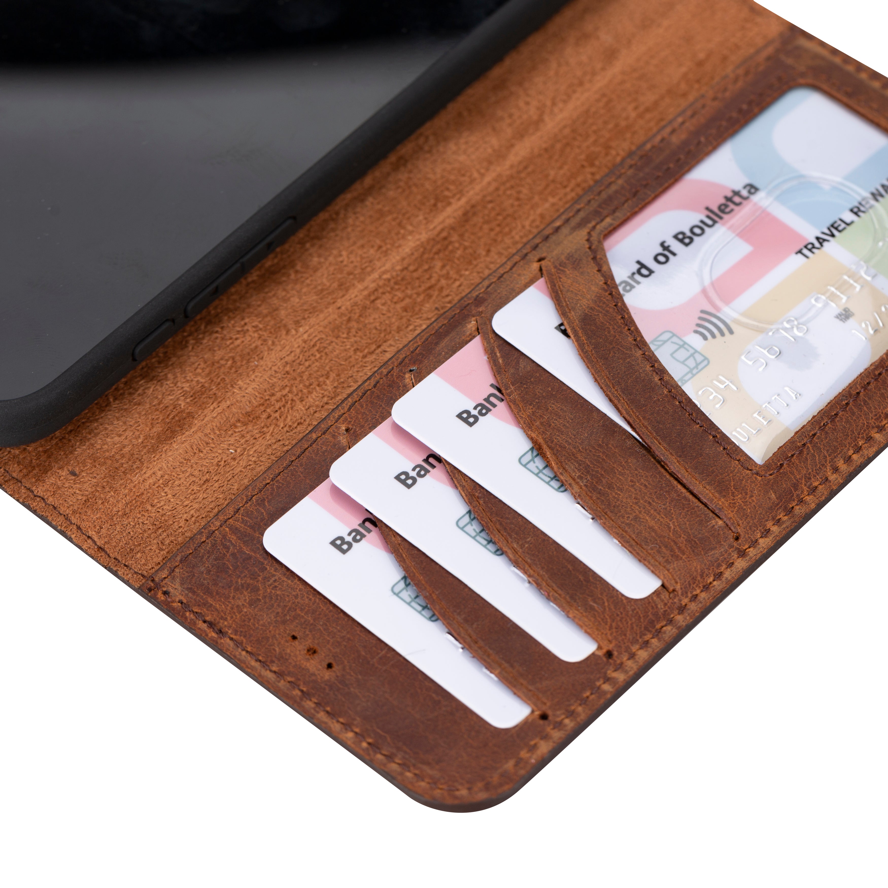 Magic iPhone 16 Plus Detachable Genuine Leather Wallet Case