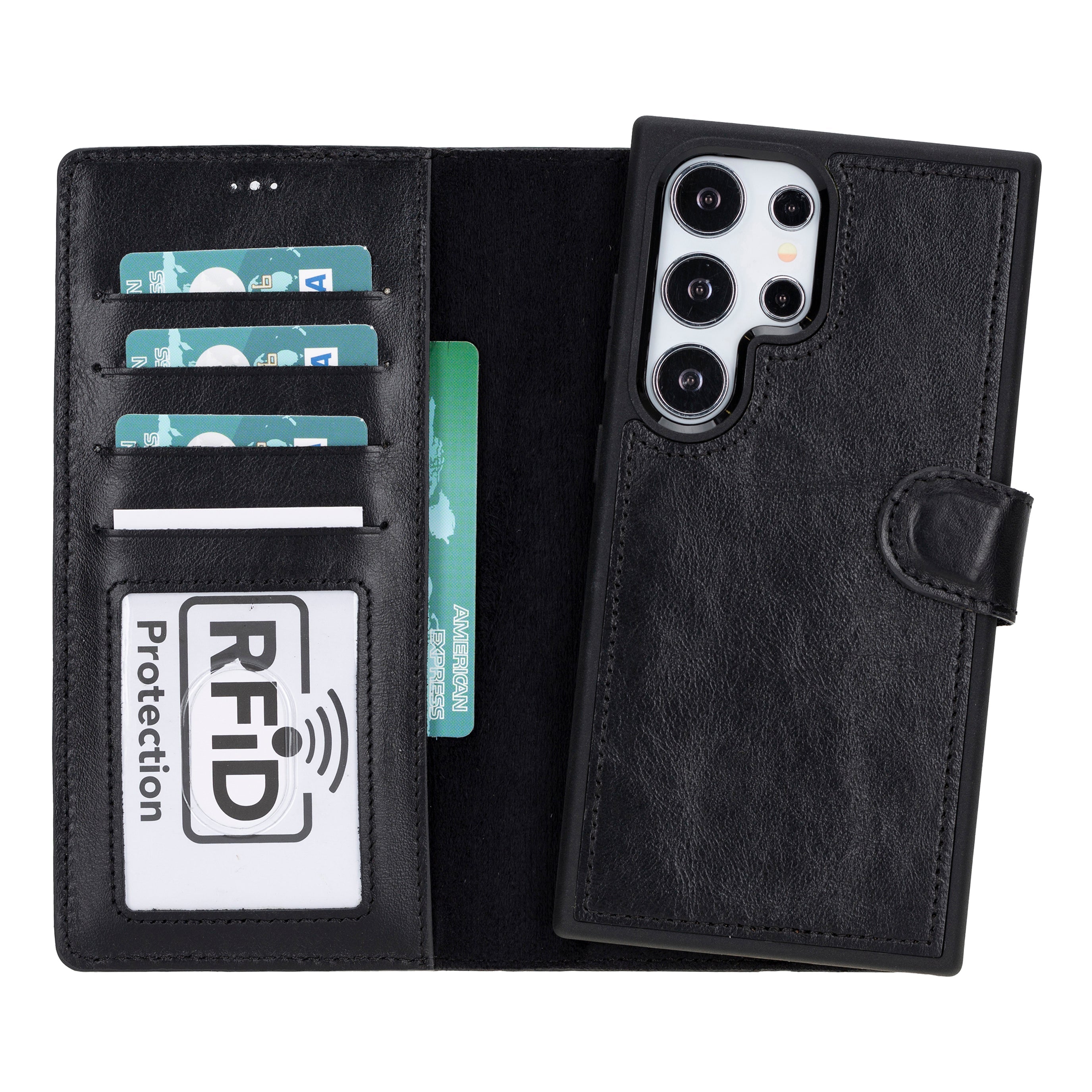 Magic Samsung Galaxy S24 Ultra Genuine Leather Detachable Wallet Case