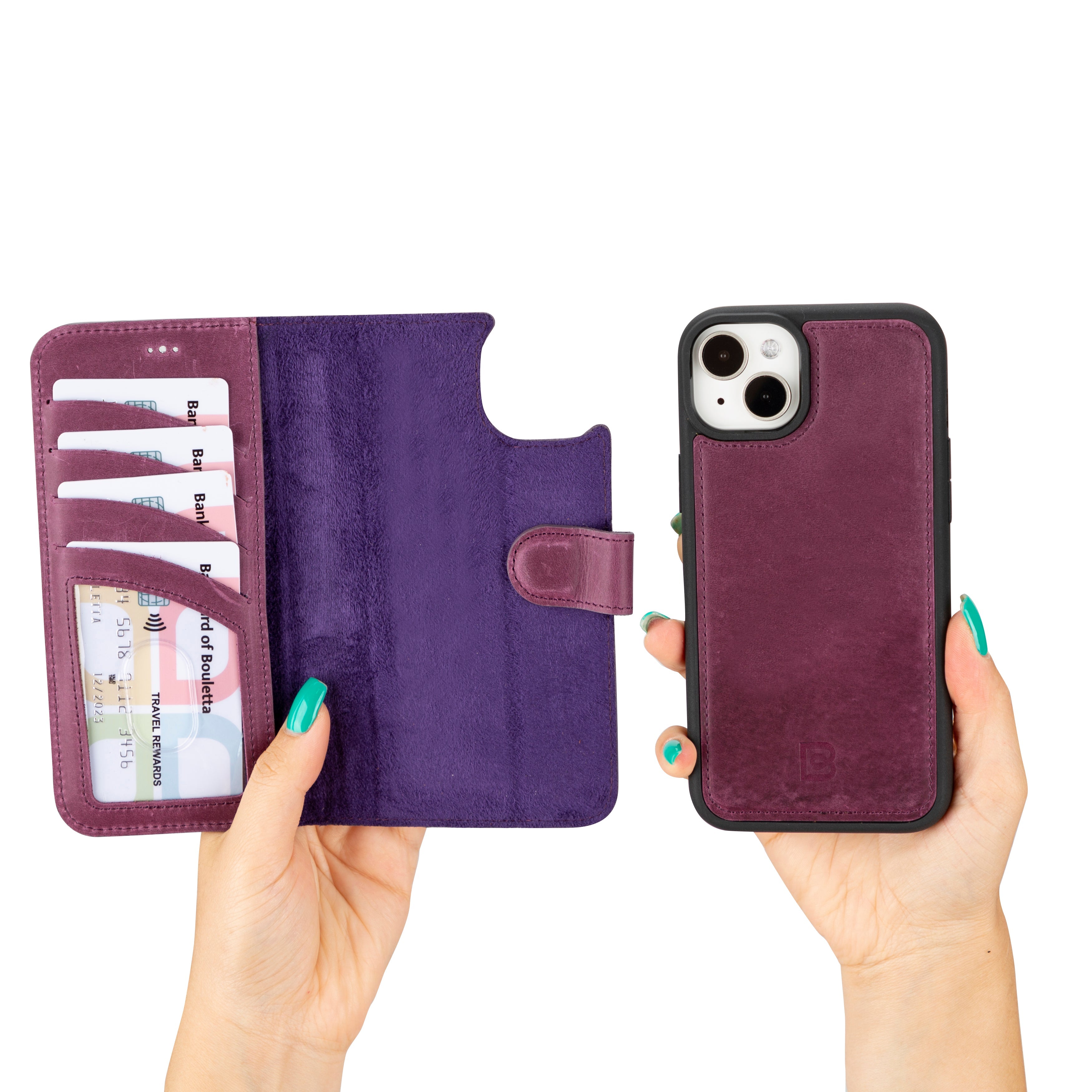 Magic iPhone 16 Plus Detachable Genuine Leather Wallet Case