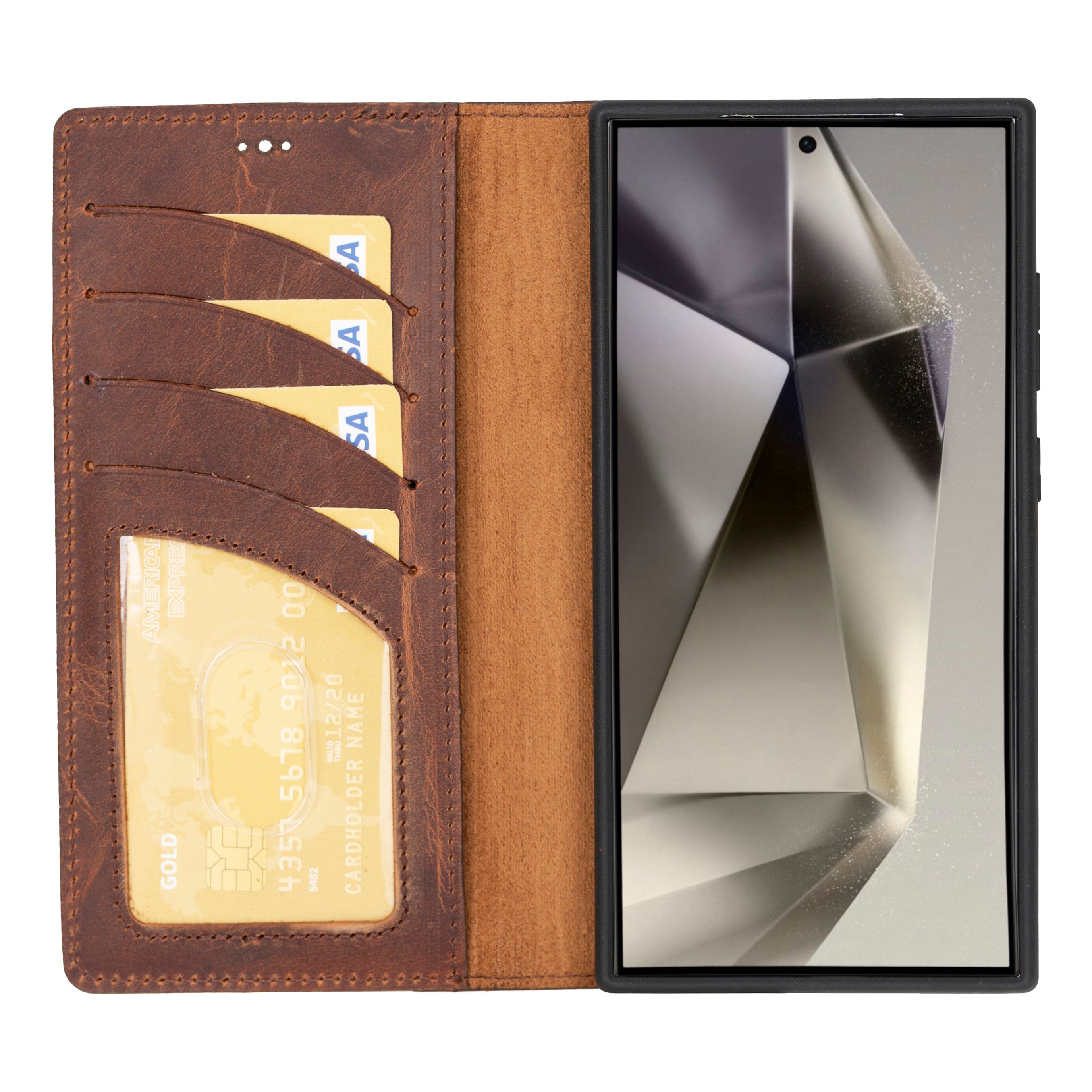 Magic Samsung Galaxy S24 Çıkarılabilir Hakiki Deri Cüzdan Kılıf