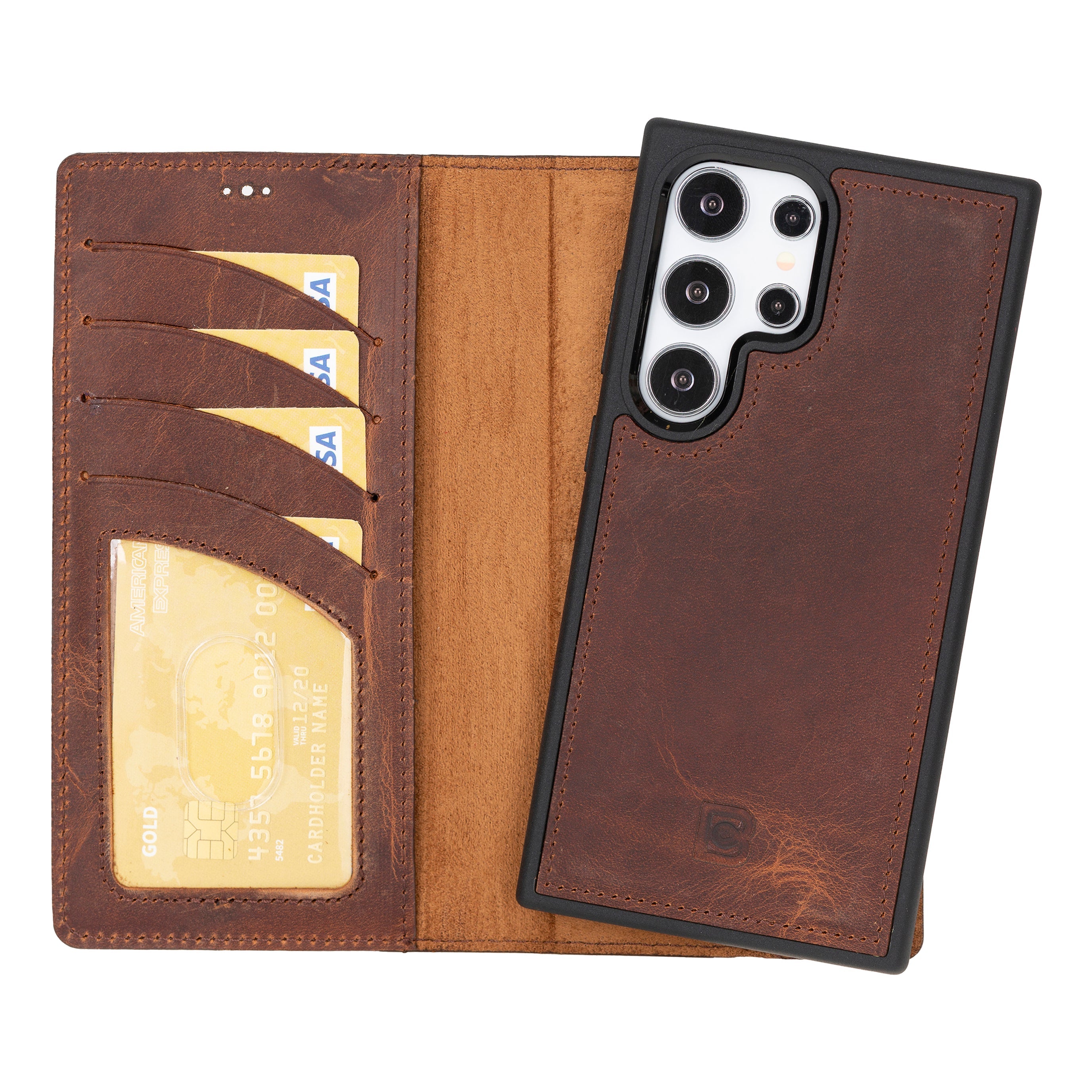Magic Samsung Galaxy S24 Ultra Detachable Genuine Leather Wallet Case