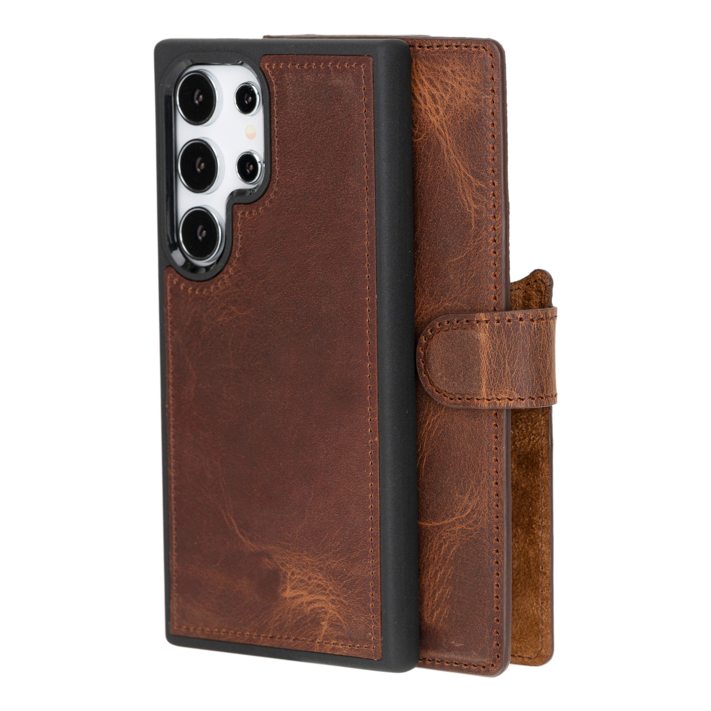 Magic Samsung Galaxy S24 Ultra Genuine Leather Detachable Wallet Case