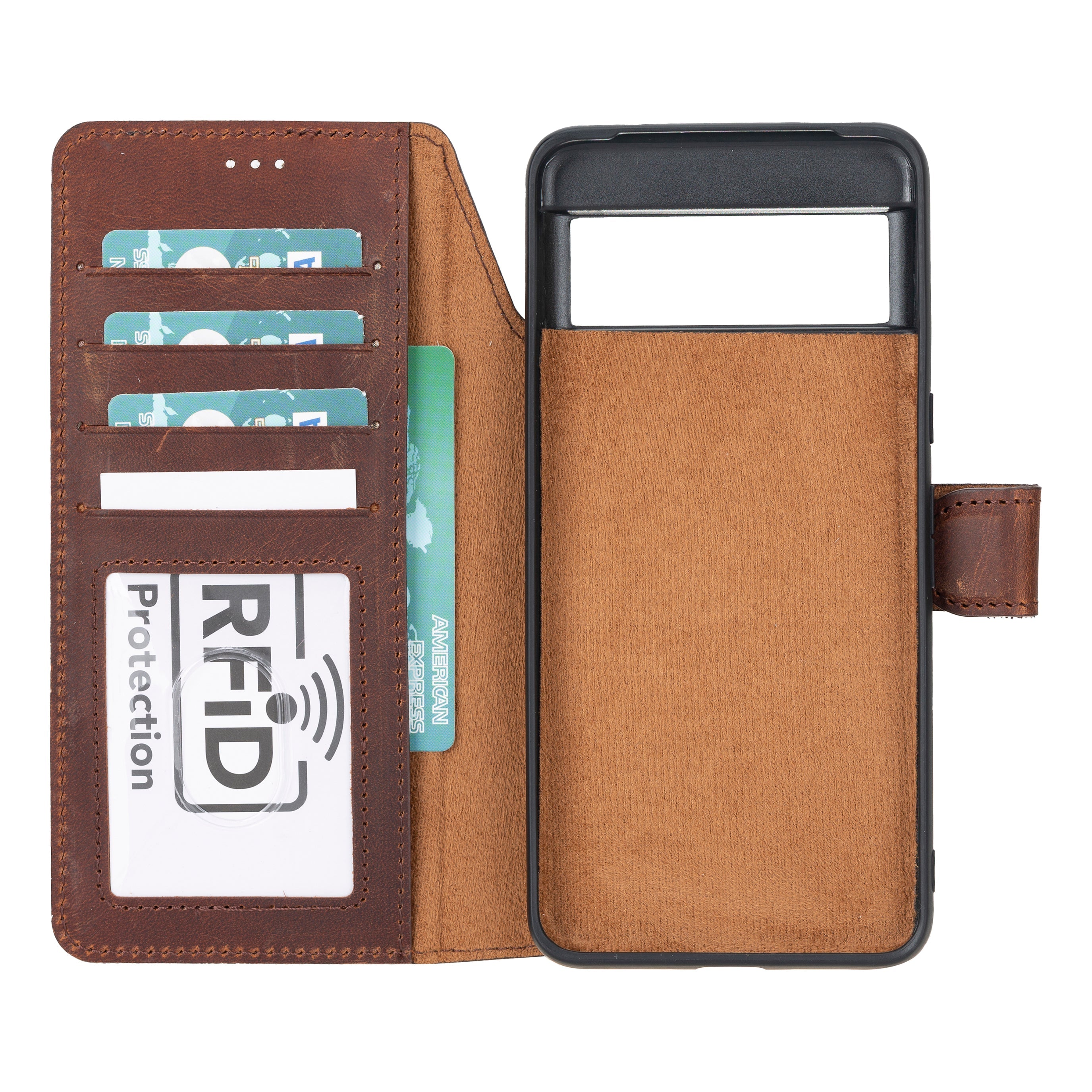 Magic Google Pixel 8 Detachable Genuine Leather Wallet Case