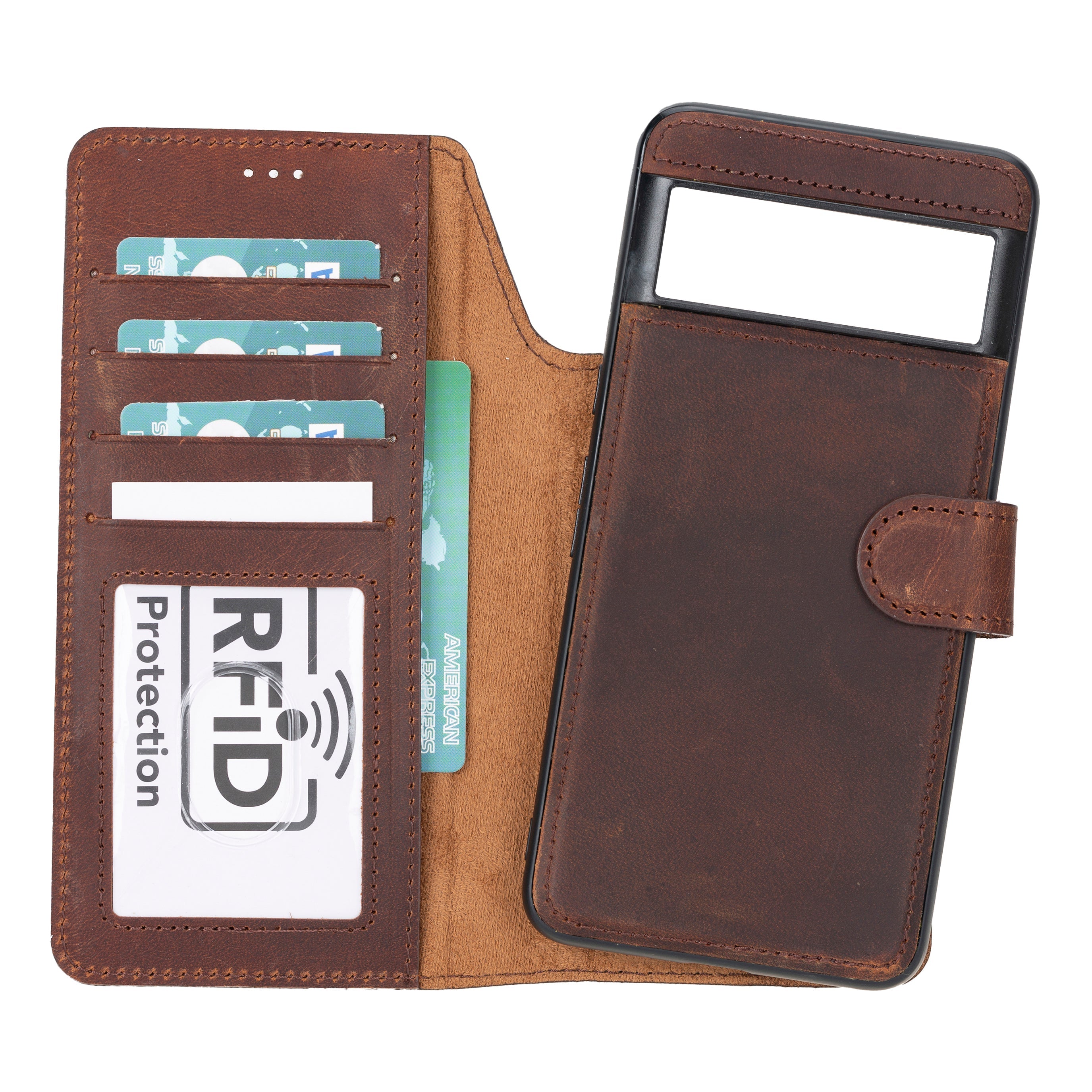 Magic Google Pixel 8 Detachable Genuine Leather Wallet Case