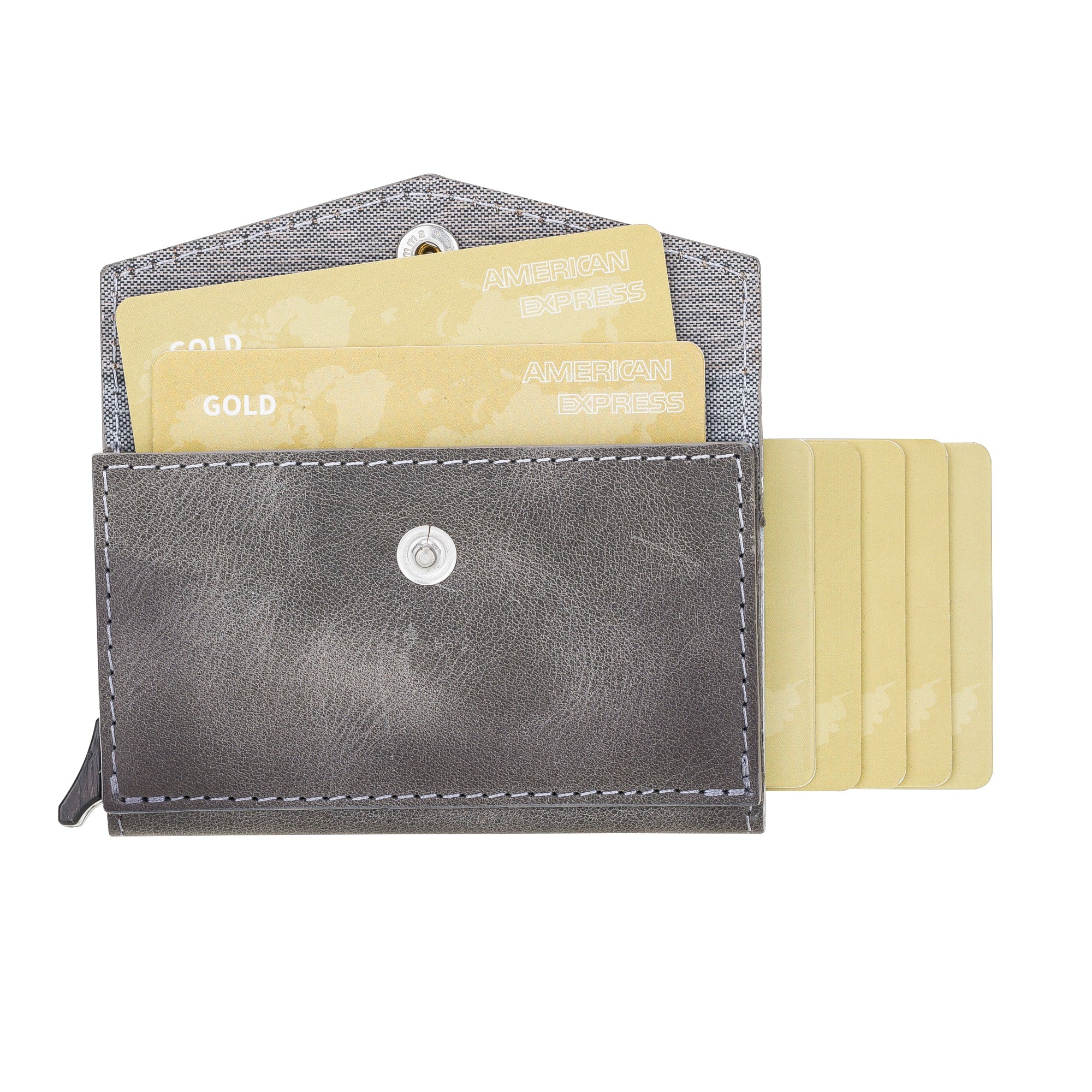 Envelope Mechanical Genuine Leather Card Holder