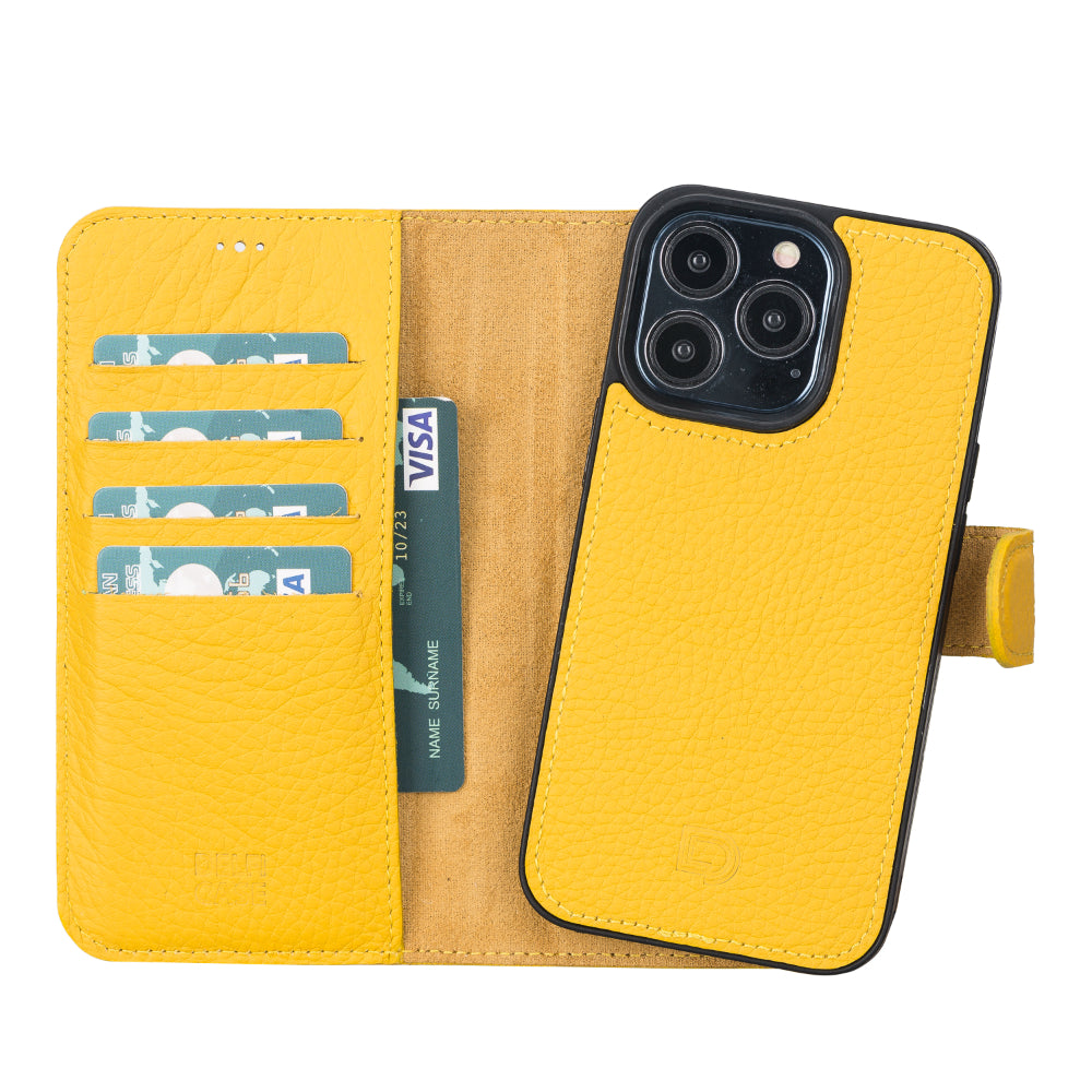 Delfi, Magic iPhone 13 Pro Genuine Leather Detachable Wallet Case