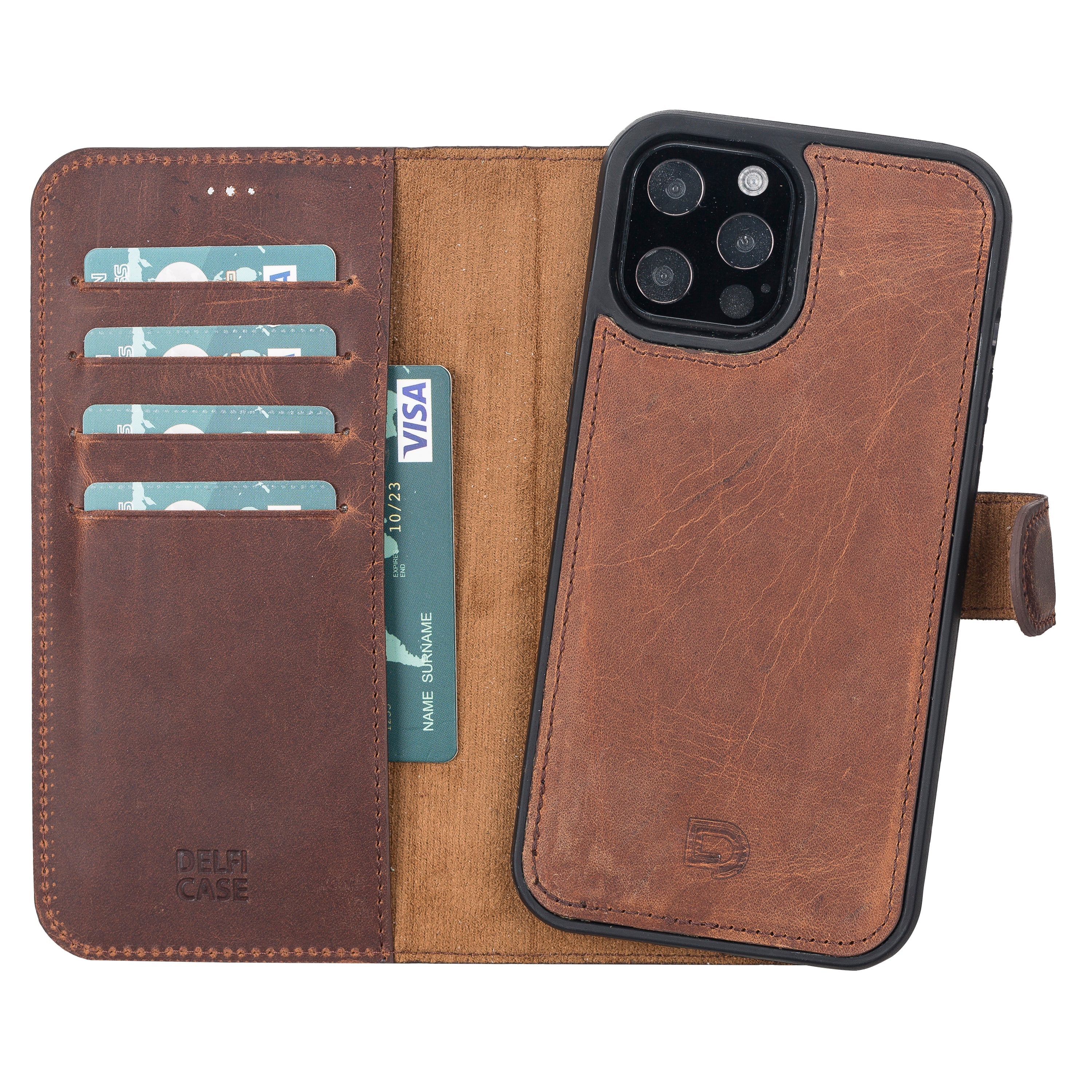 Delfi, Magic Genuine Leather iPhone 12 Pro Max Detachable Wallet Case