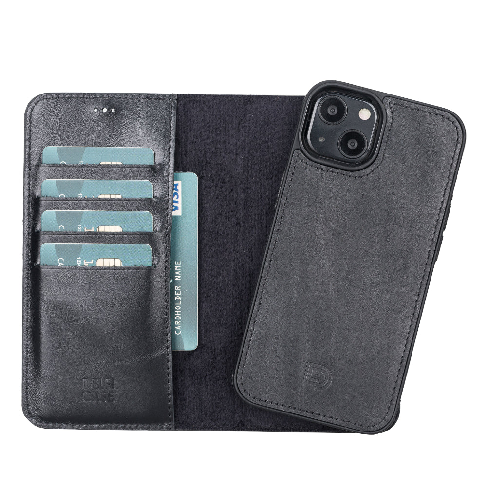 Delfi, Magic iPhone 13 Genuine Leather Detachable Wallet Case