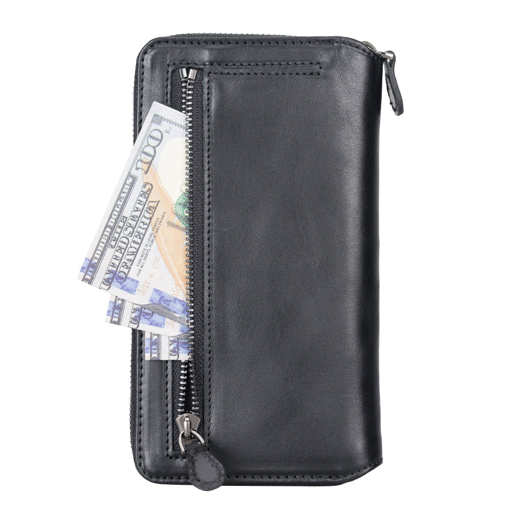 Delfi, Trina iPhone 13 Pro Genuine Leather Detachable and Zipper Wallet Case
