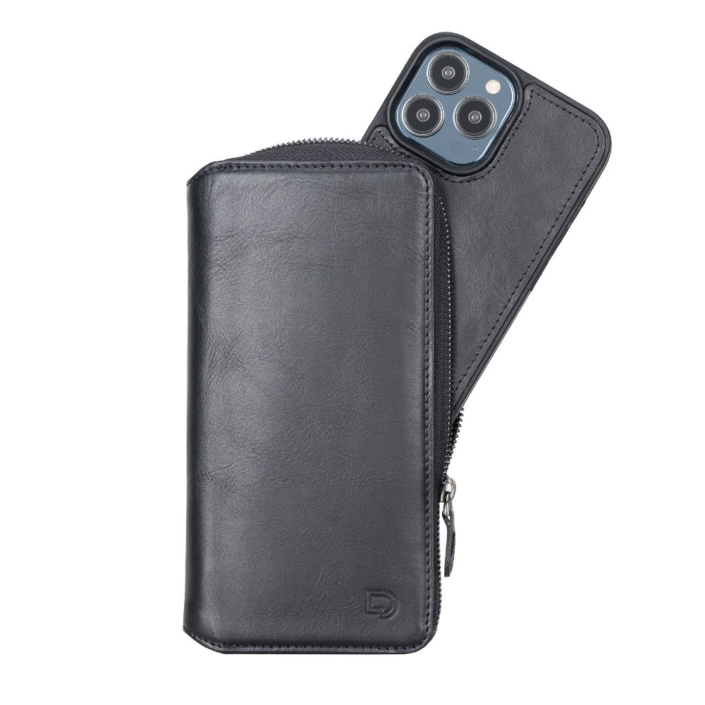 Delfi, Trina iPhone 13 Pro Max Genuine Leather Detachable and Zipper Wallet Case